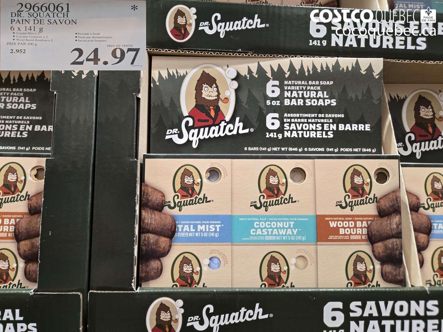 2966061 DR. SQUATCH PAIN DE SAVON 6 X 141 G $24.97