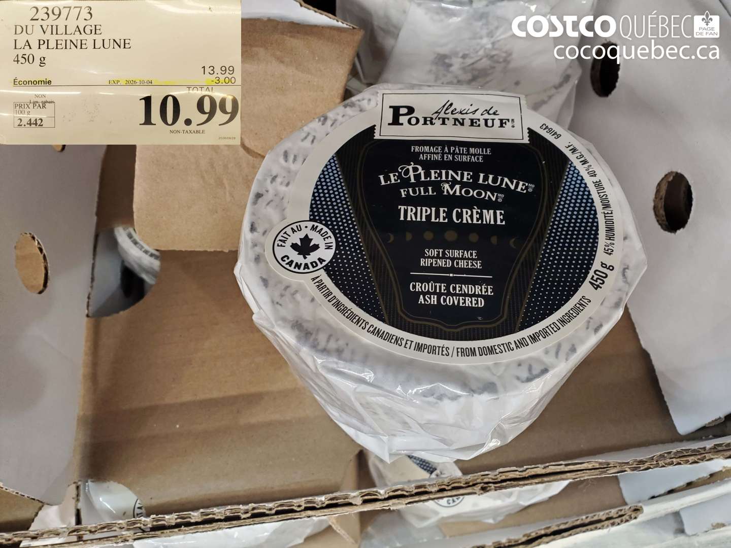 239773 DU VILLAGE LA PLEINE LUNE 450 G ($3.00 INSTANT SAVINGS EXPIRES ON 2026-10-04) $10.99