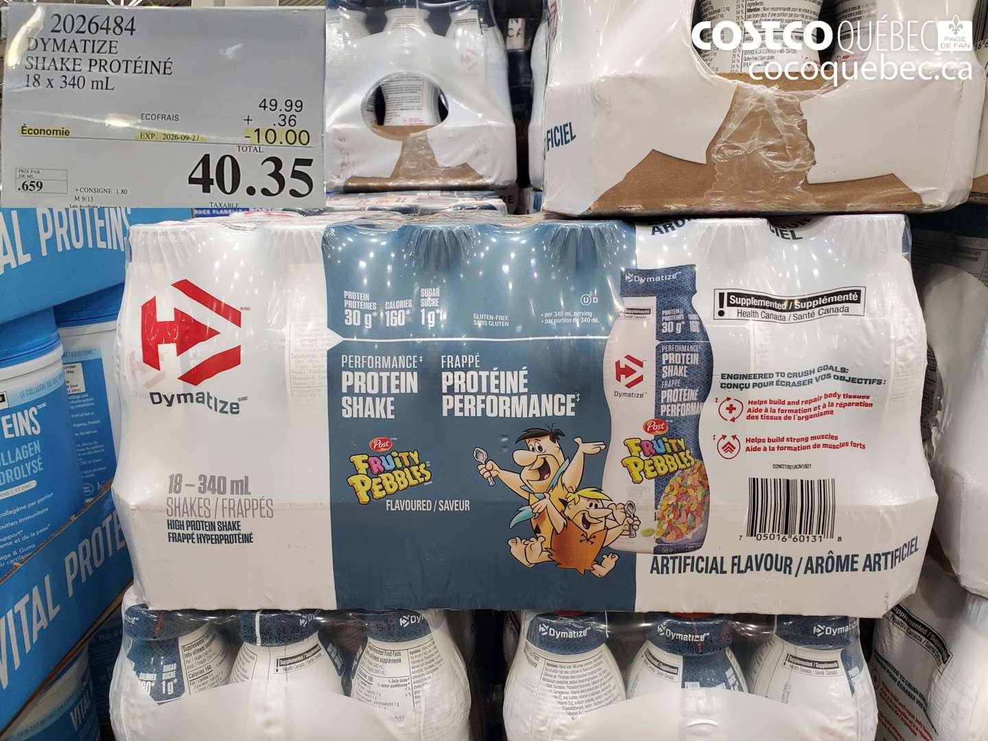 2026484 DYMATIZE SHAKE PROTÉINÉ 18 X 340 ML ($10.00 INSTANT SAVINGS EXPIRES ON 2026-09-21) $40.35