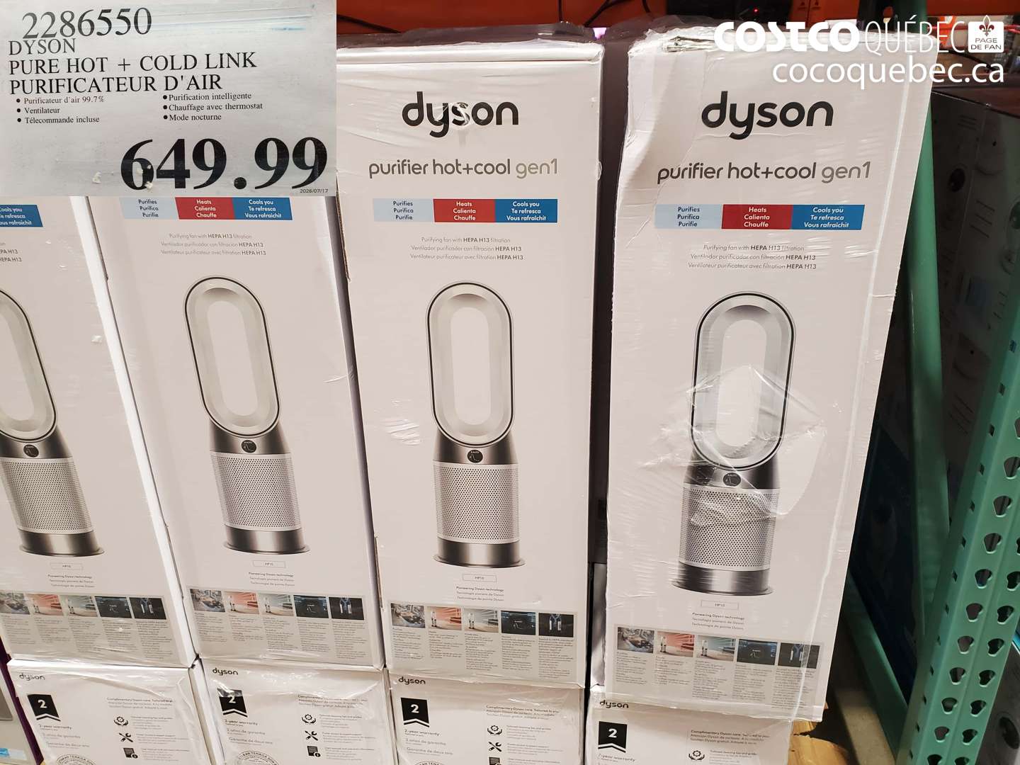2286550 DYSON PURE HOT + COLD LINK PURIFICATEUR D'AIR $649.99