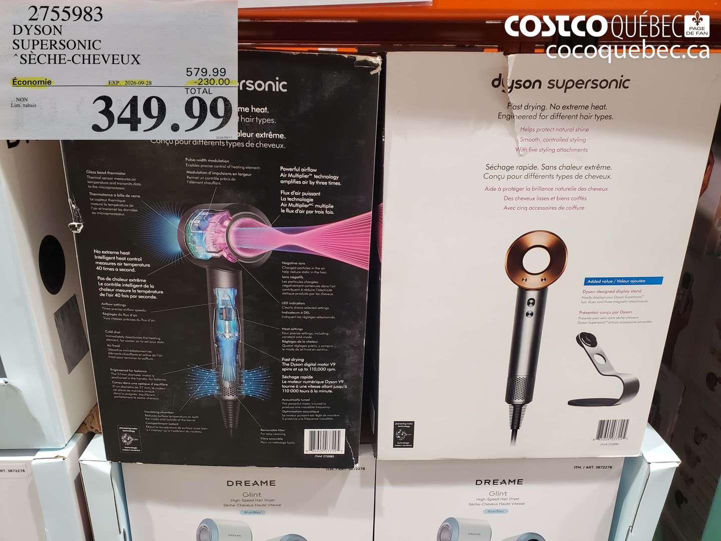 2755983 DYSON SUPERSONIC SÈCHE-CHEVEUX ($230.00 INSTANT SAVINGS EXPIRES ON 2026-09-28) $349.99