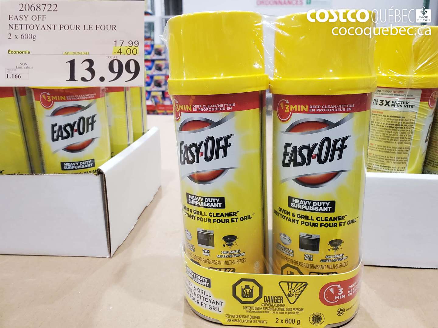 2068722 EASY OFF NETTOYANT POUR LE FOUR ($4.00 INSTANT SAVINGS EXPIRES ON 2026-10-11) $13.99