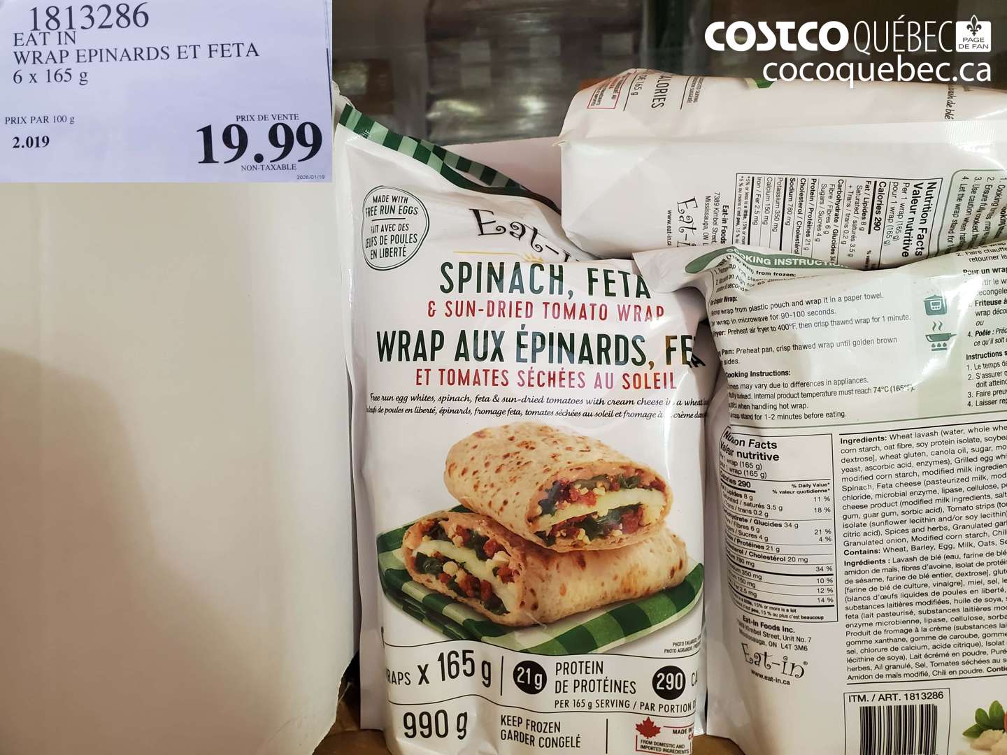 1813286 EAT IN WRAP EPINARDS ET FETA $19.99
