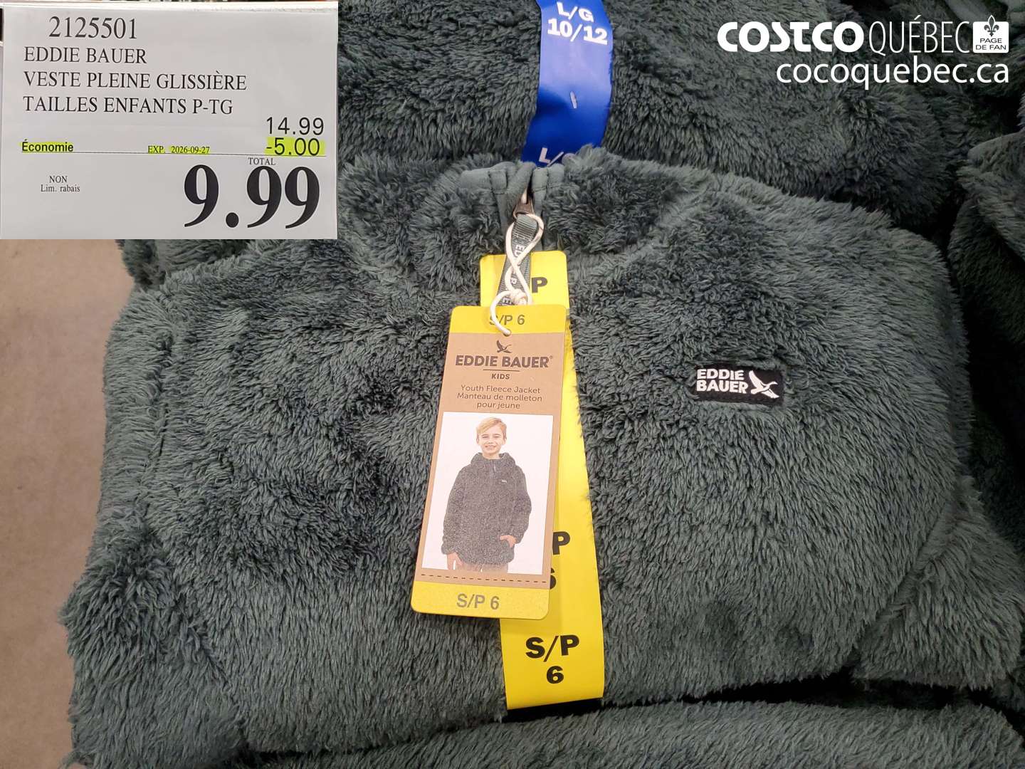 2125501 EDDIE BAUER VESTE PLEINE GLISSIÈRE TAILLES ENFANTS P-TG ($5.00 INSTANT SAVINGS EXPIRES ON 2026-09-27) $9.99