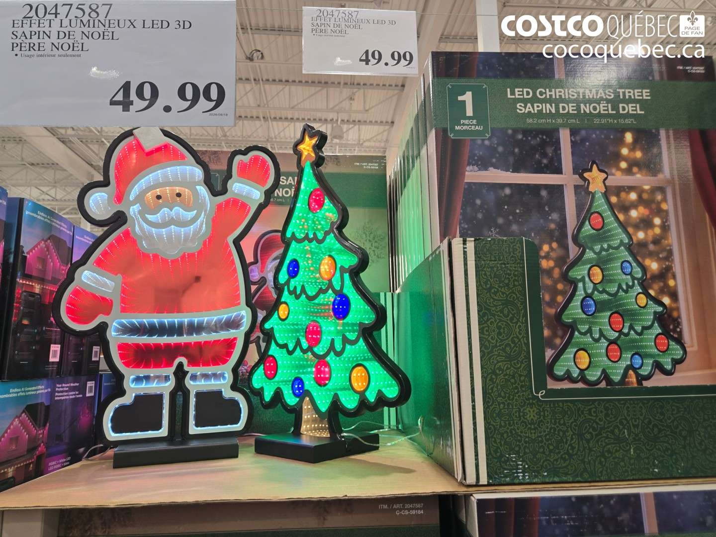 2047587 EFFET LUMINEUX LED 3D SAPIN DE NOËL PÈRE NOËL $49.99
