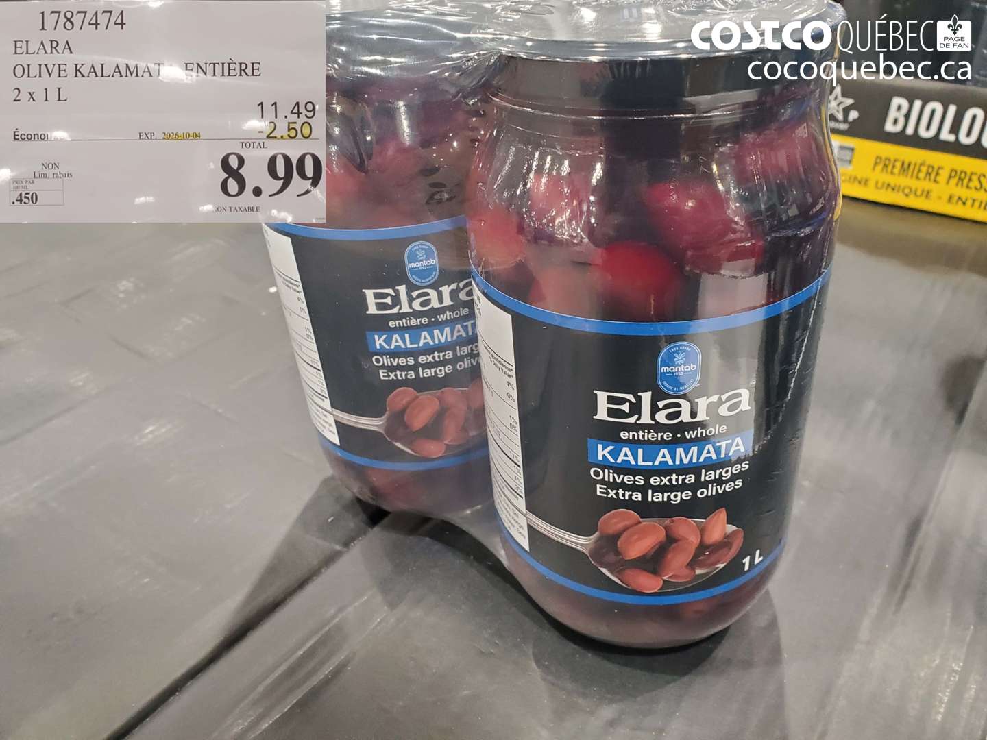1787474 ELARA OLIVE KALAMATA ENTIÈRE ($2.50 INSTANT SAVINGS EXPIRES ON 2026-10-04) $8.99