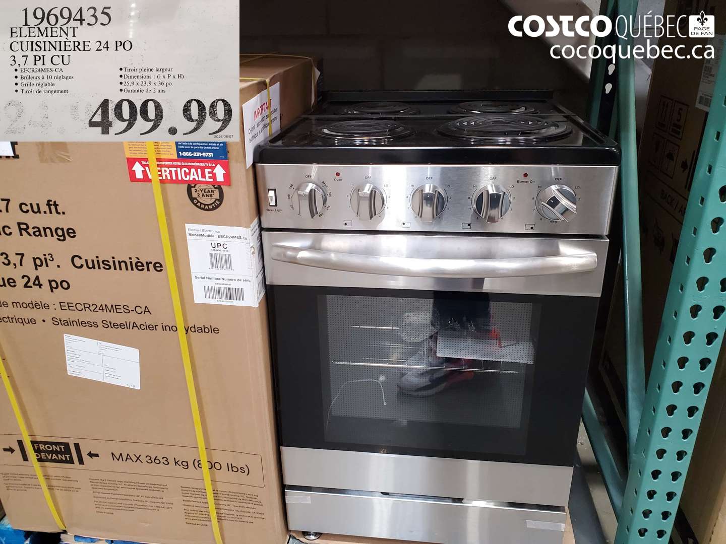 1969435 ELEMENT CUISINIÈRE 24 PO 3.7 PI CU $499.99