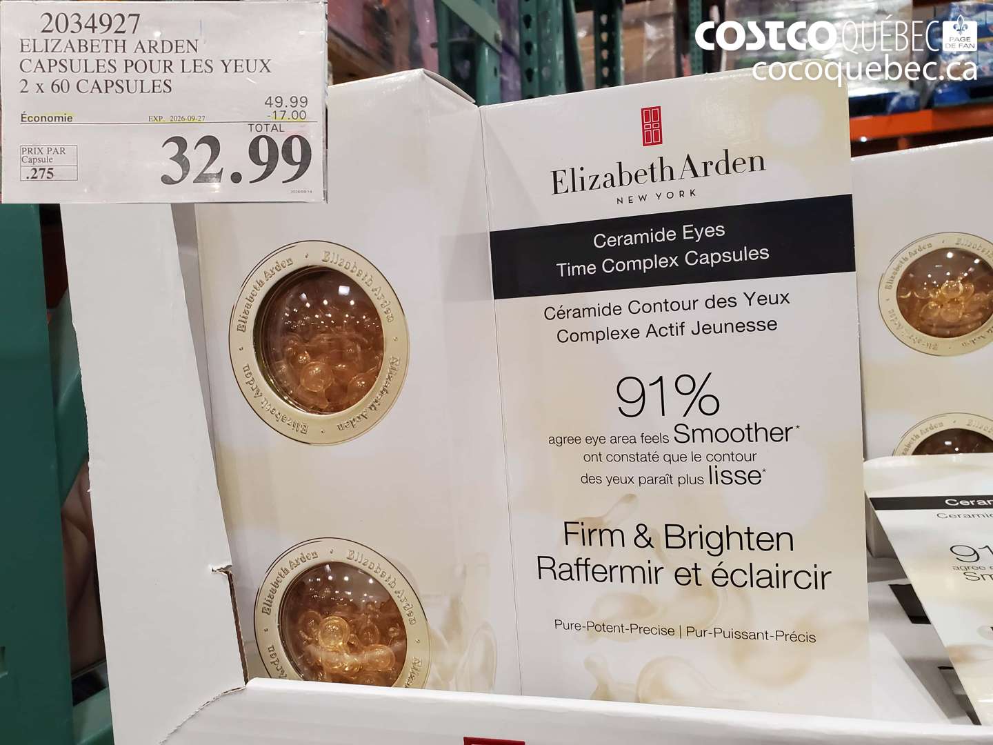 2034927 ELIZABETH ARDEN CAPSULES POUR LES YEUX 2 X 60 CAPSULES ($17.00 INSTANT SAVINGS EXPIRES ON 2026-09-27) $32.99