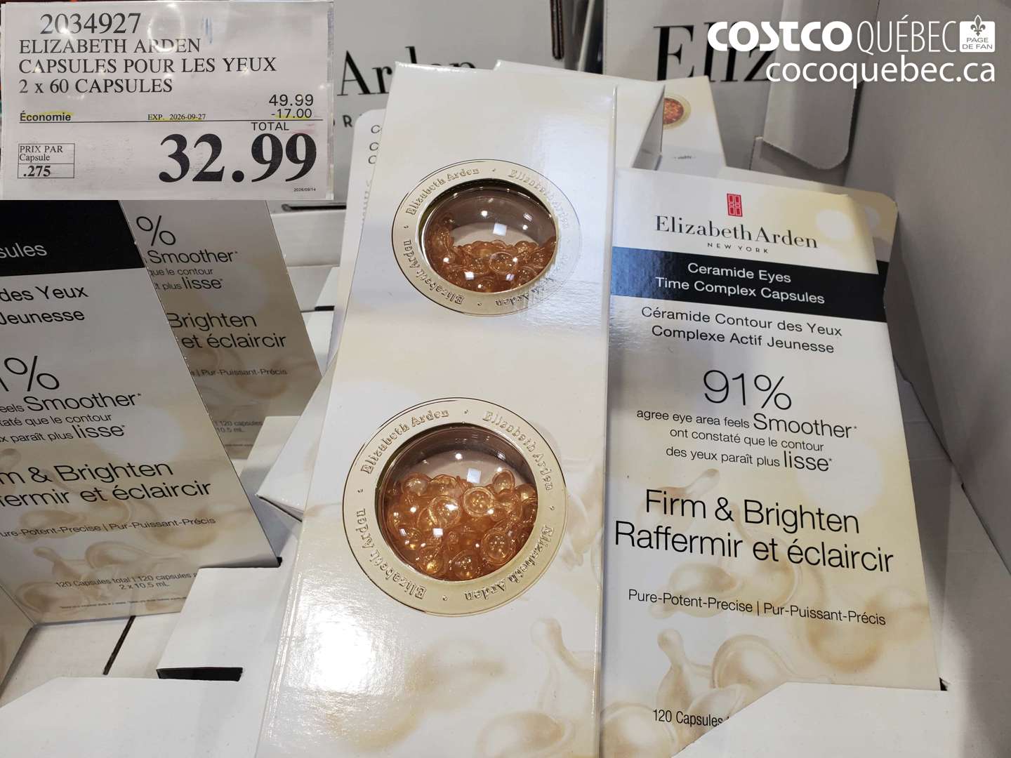 2034927 ELIZABETH ARDEN CAPSULES POUR LES YEUX 2 X 60 CAPSULES ($17.00 INSTANT SAVINGS EXPIRES ON 2026-09-27) $32.99