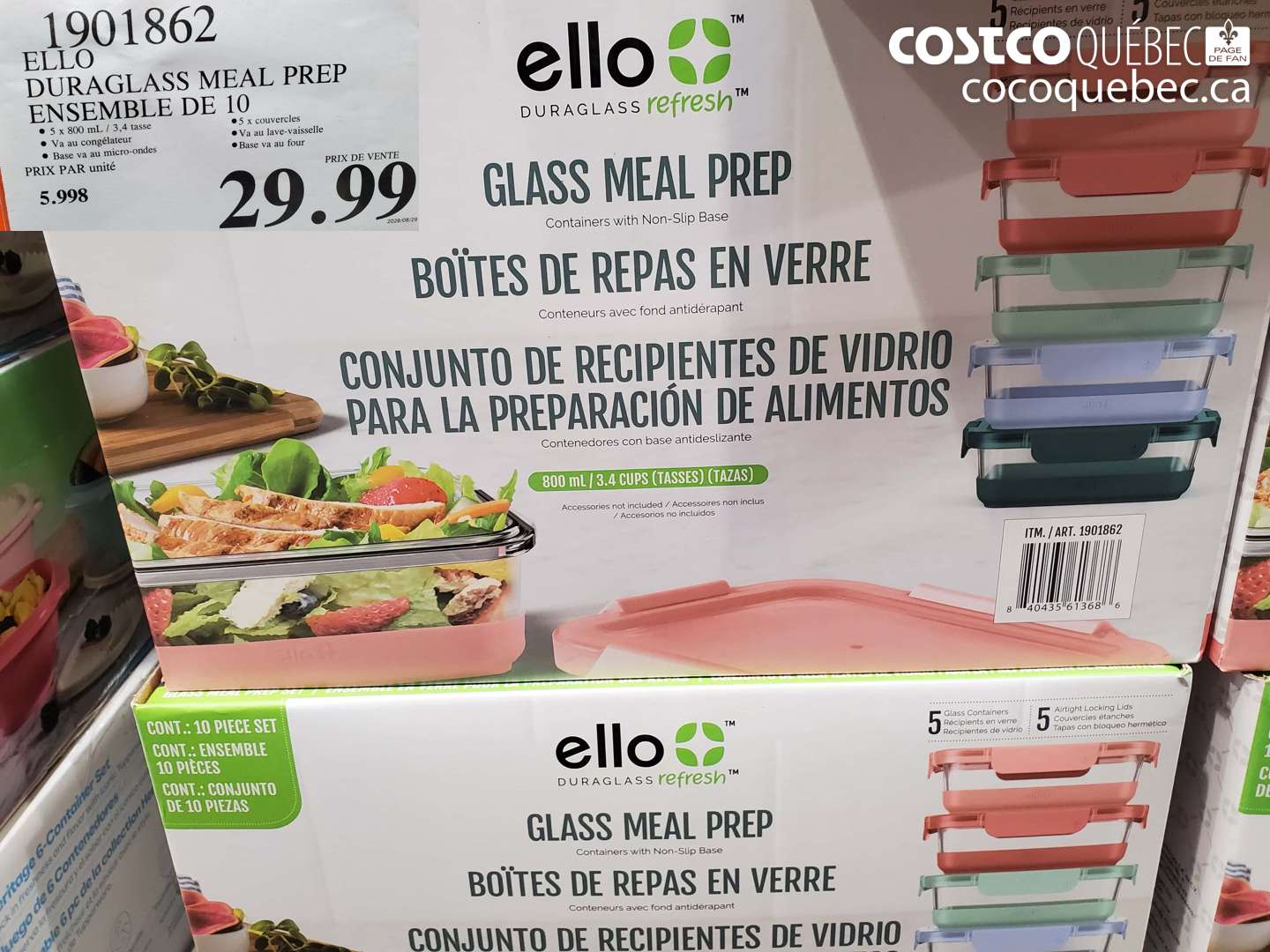 1901862 ELLO DURAGLASS MEAL PREP ENSEMBLE DE 10 $29.99