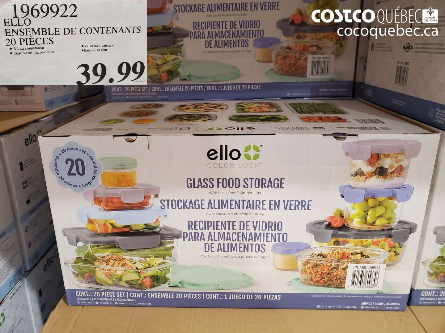 1969922 ELLO ENSEMBLE DE CONTENANTS 20 PIÈCES $39.99