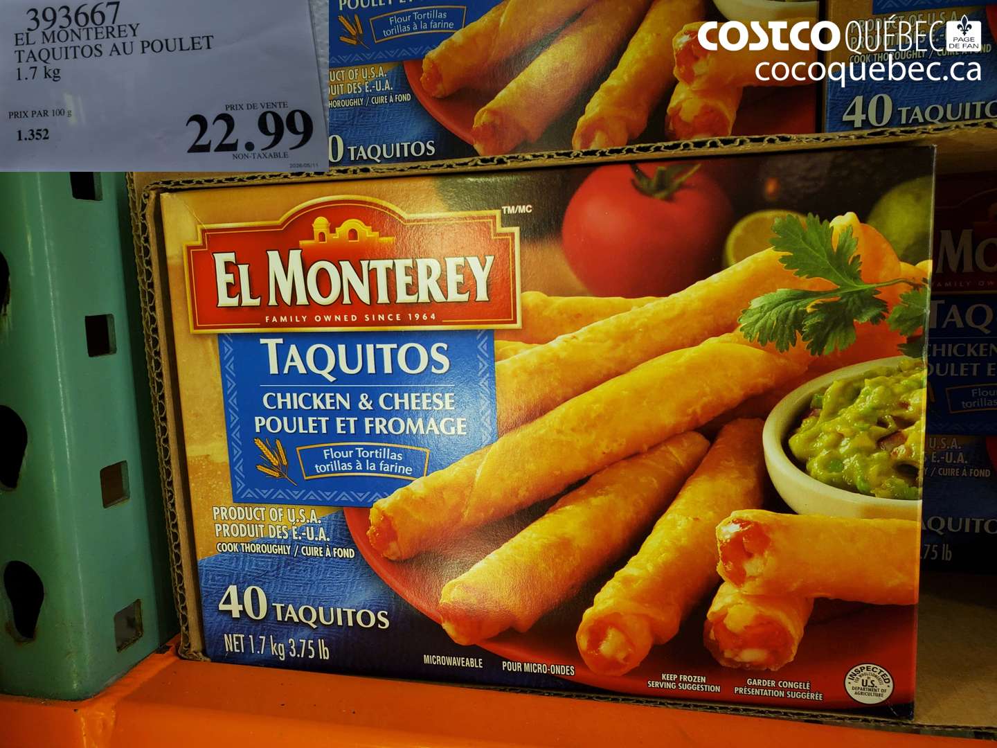393667 EL MONTEREY TAQUITOS AU POULET $22.99