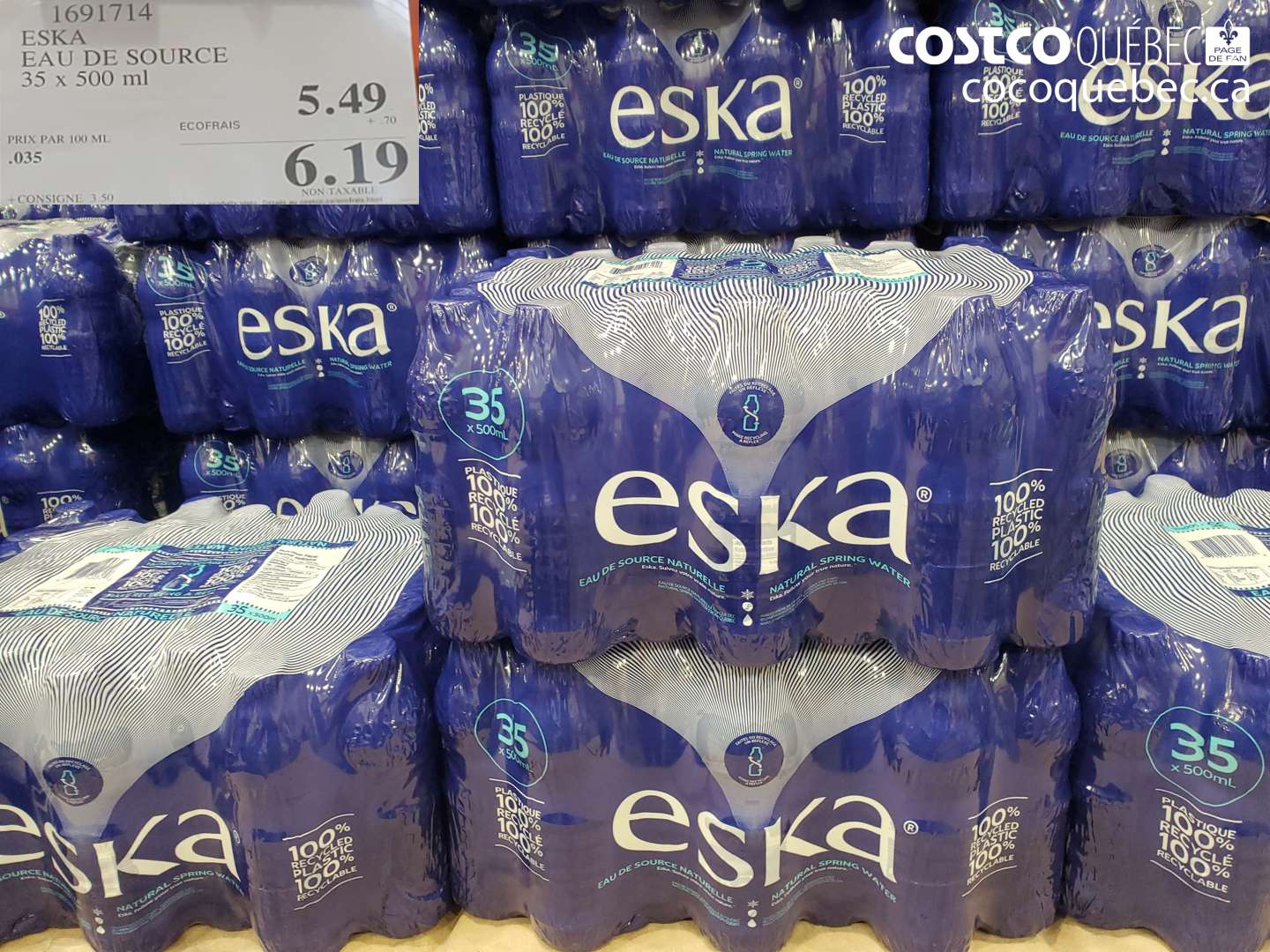 1691714 ESKA EAU DE SOURCE 35 X 500 ML $6.19