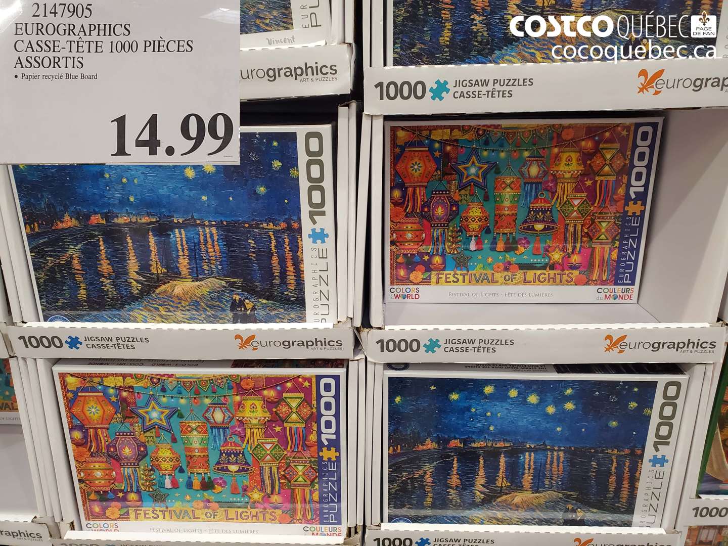 2147905 EUROGRAPHICS CASSE-TÊTE 1000 PIÈCES ASSORTIS $14.99
