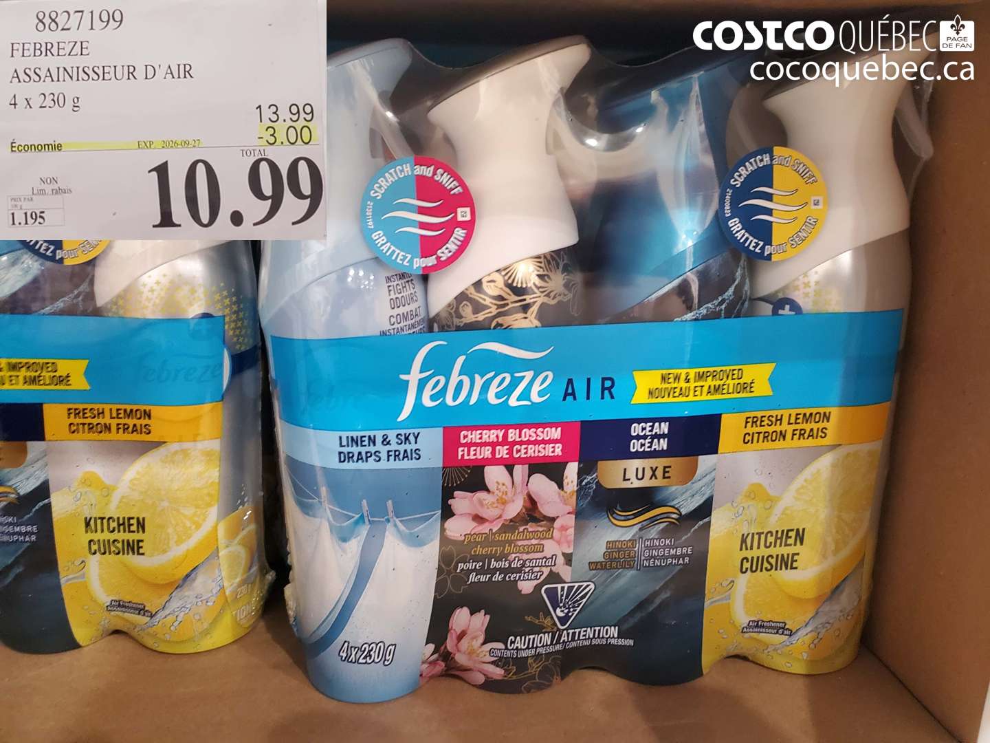 8827199 FEBREZE ASSAINISSEUR D'AIR ($3.00 INSTANT SAVINGS EXPIRES ON 2026-09-27) $10.99