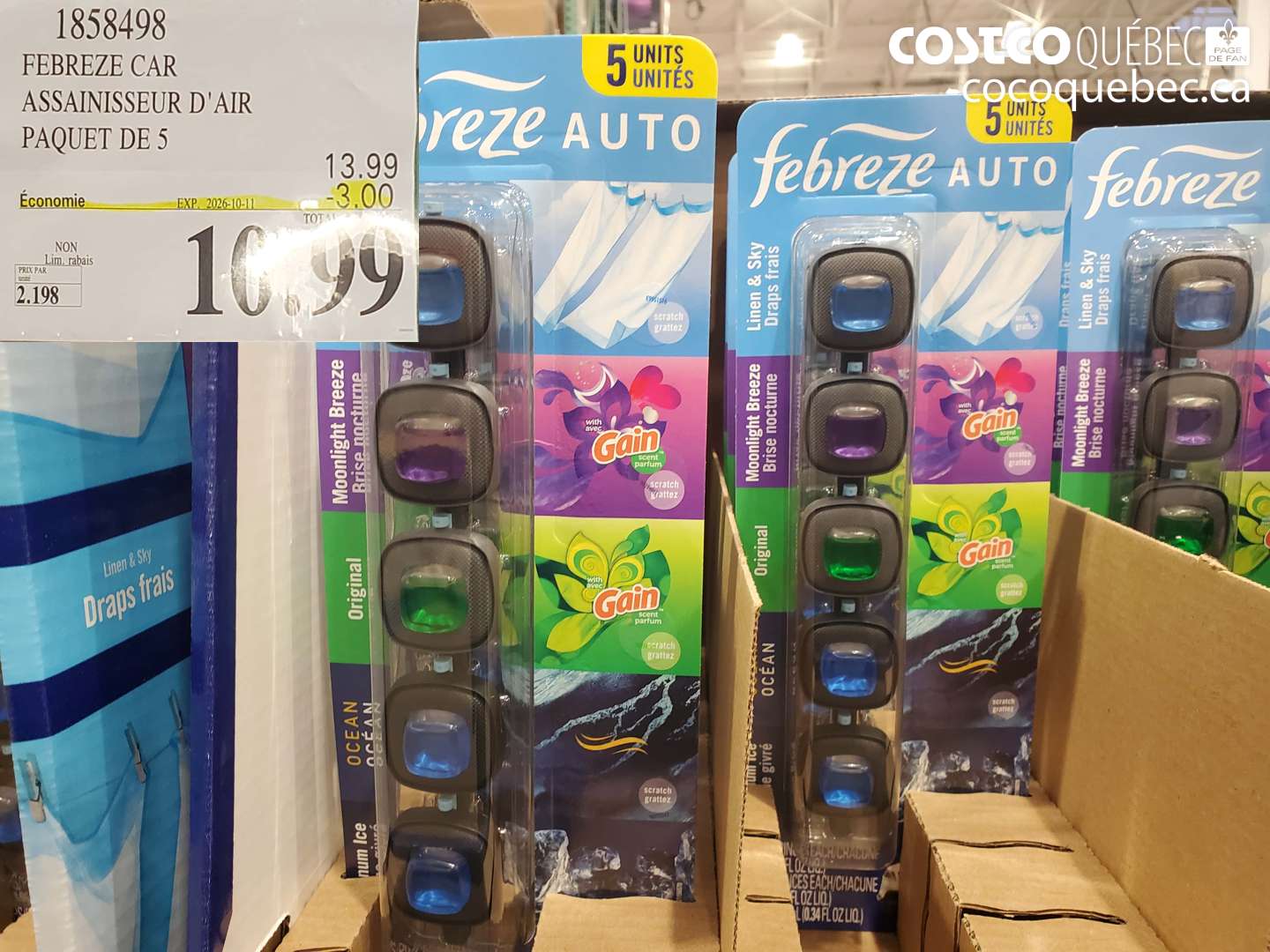 1858498 FEBREZE CAR ASSAINISSEUR D'AIR PAQUET DE 5 ($3.00 INSTANT SAVINGS EXPIRES ON 2026-10-11) $10.99