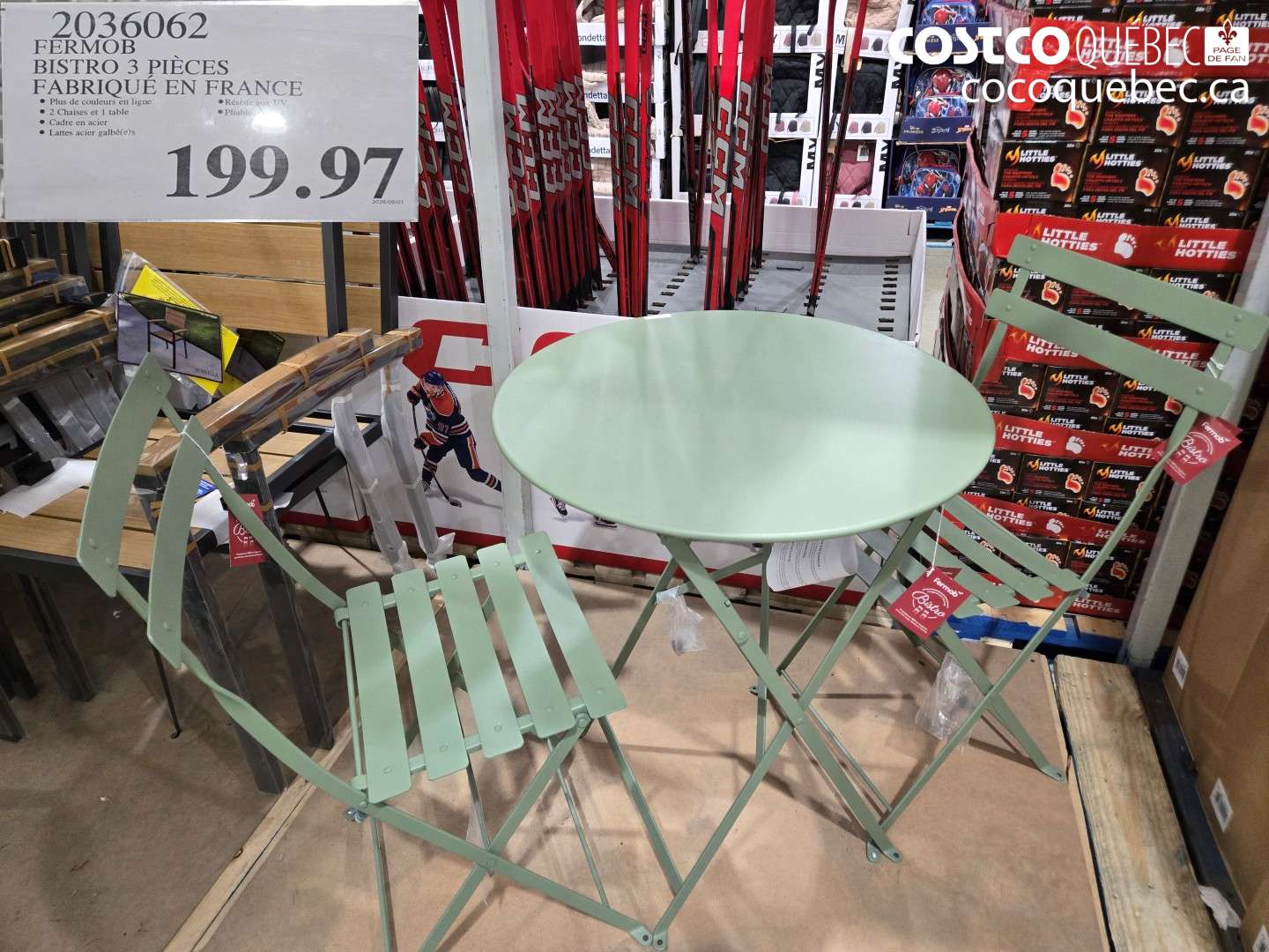 2036062 FERMOB BISTRO 3 PIÈCES FABRIQUÉ EN FRANCE $199.97