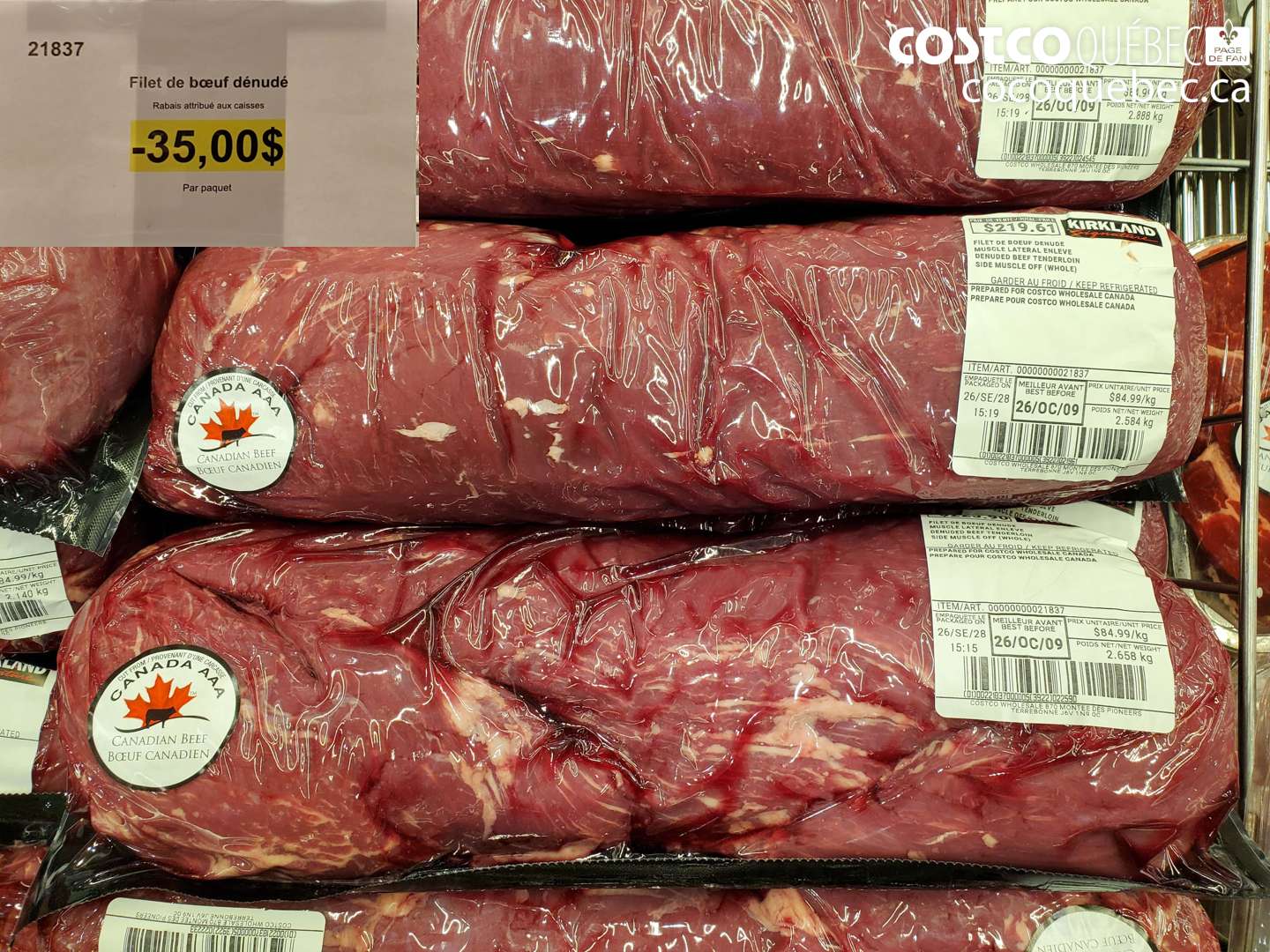 21837 FILET DE BOEUF DÉNUDÉ ($35.00 INSTANT SAVINGS)