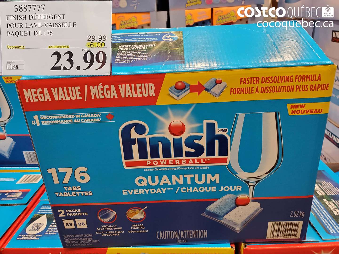 3887777 FINISH DÉTERGENT POUR LAVE-VAISSELLE PAQUET DE 176 ($6.00 INSTANT SAVINGS EXPIRES ON 2026-09-13) $23.99