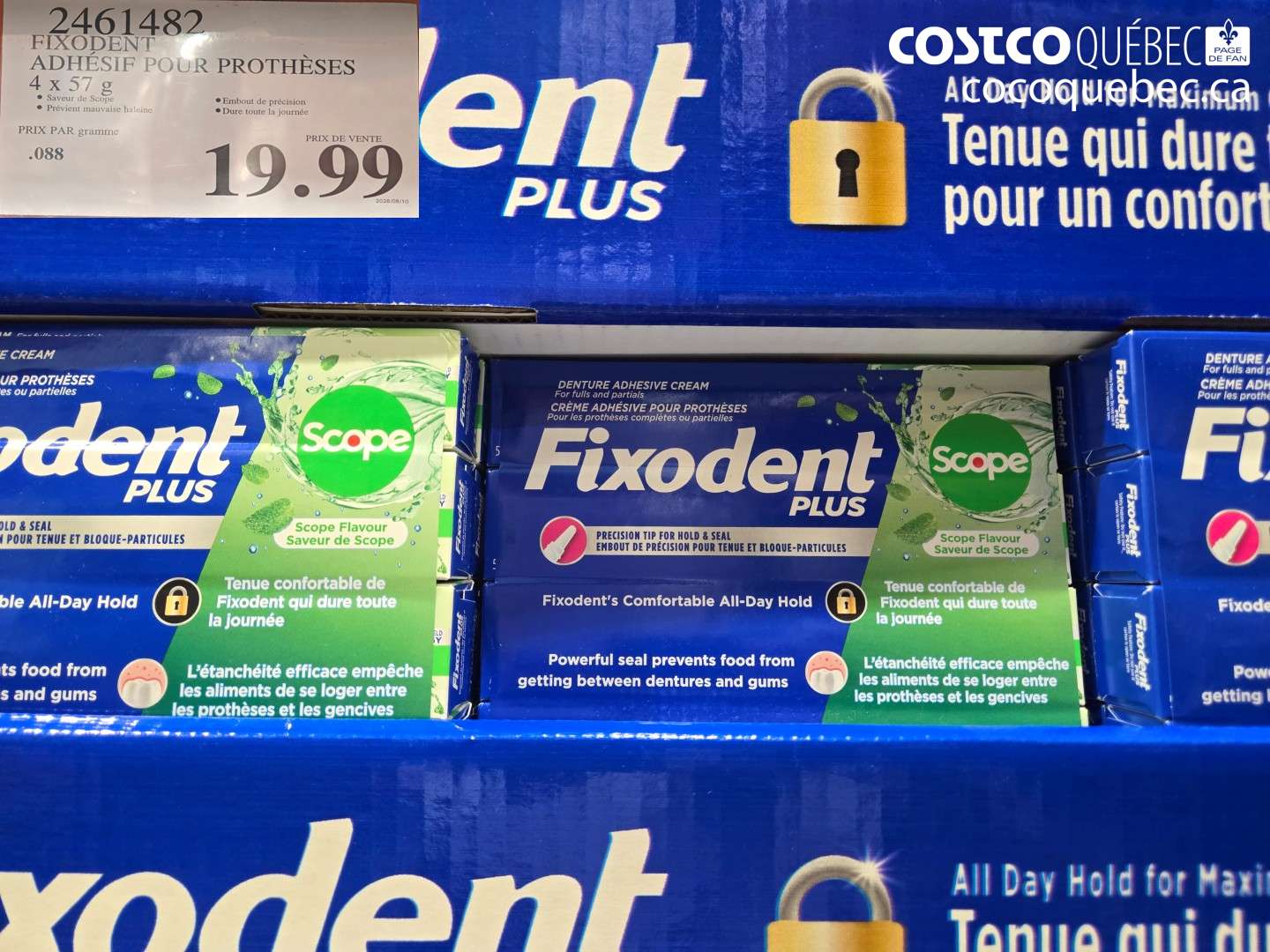 2461482 FIXODENT ADHÉSIF POUR PROTHÈSES 4 X 57 G $19.99