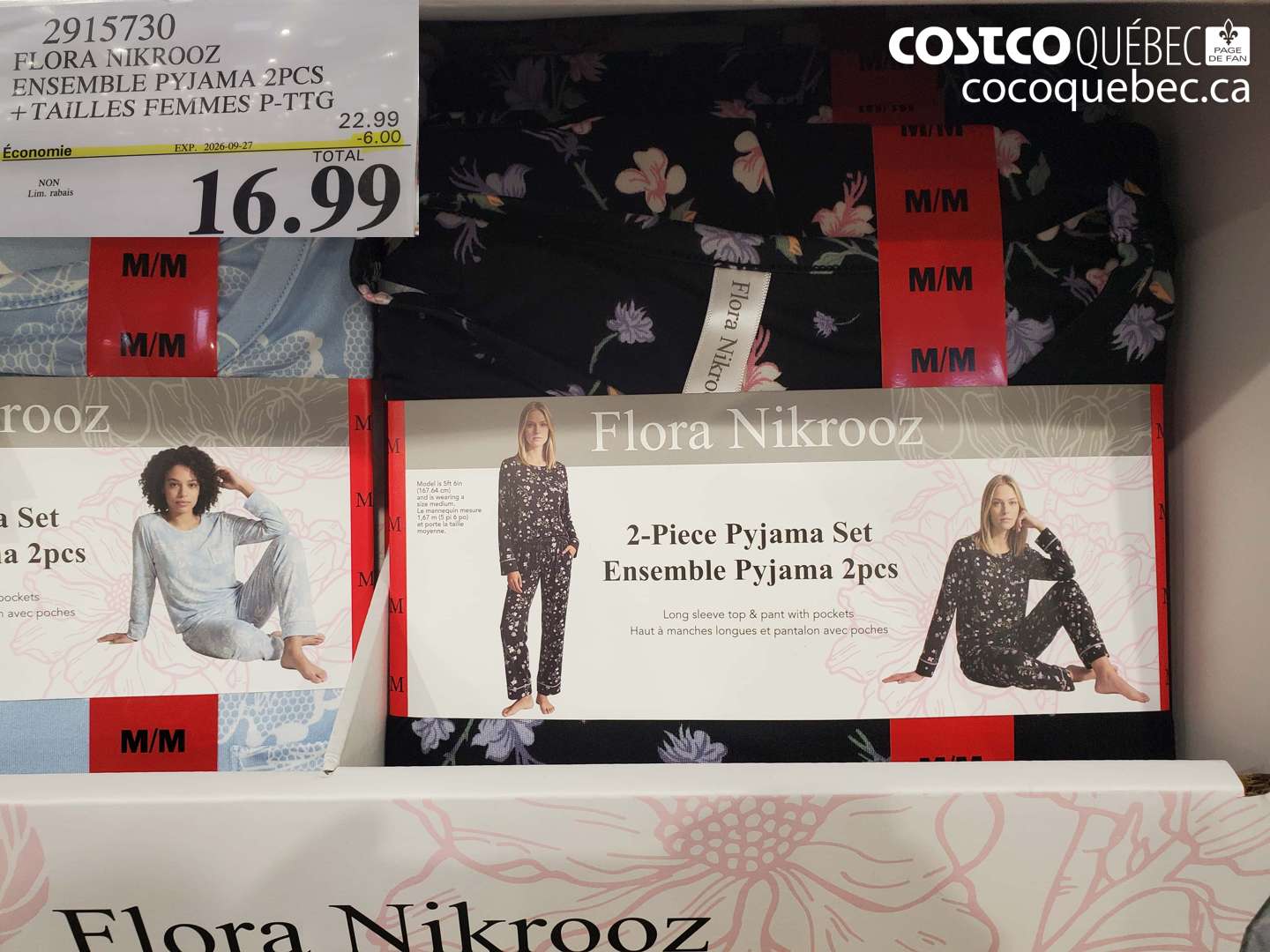 2915730 FLORA NIKROOZ ENSEMBLE PYJAMA 2PCS + TAILLES FEMMES P-TTG ($6.00 INSTANT SAVINGS EXPIRES ON 2026-09-27) $16.99