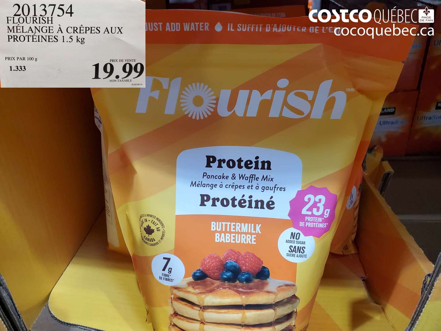 2013754 FLOURISH MÉLANGE À CRÊPES AUX PROTÉINES 1.5 KG $19.99