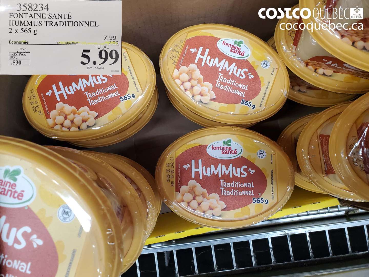 358234 FONTAINE SANTÉ HUMMUS TRADITIONNEL ($2.00 INSTANT SAVINGS EXPIRES ON 2026-10-01) $5.99
