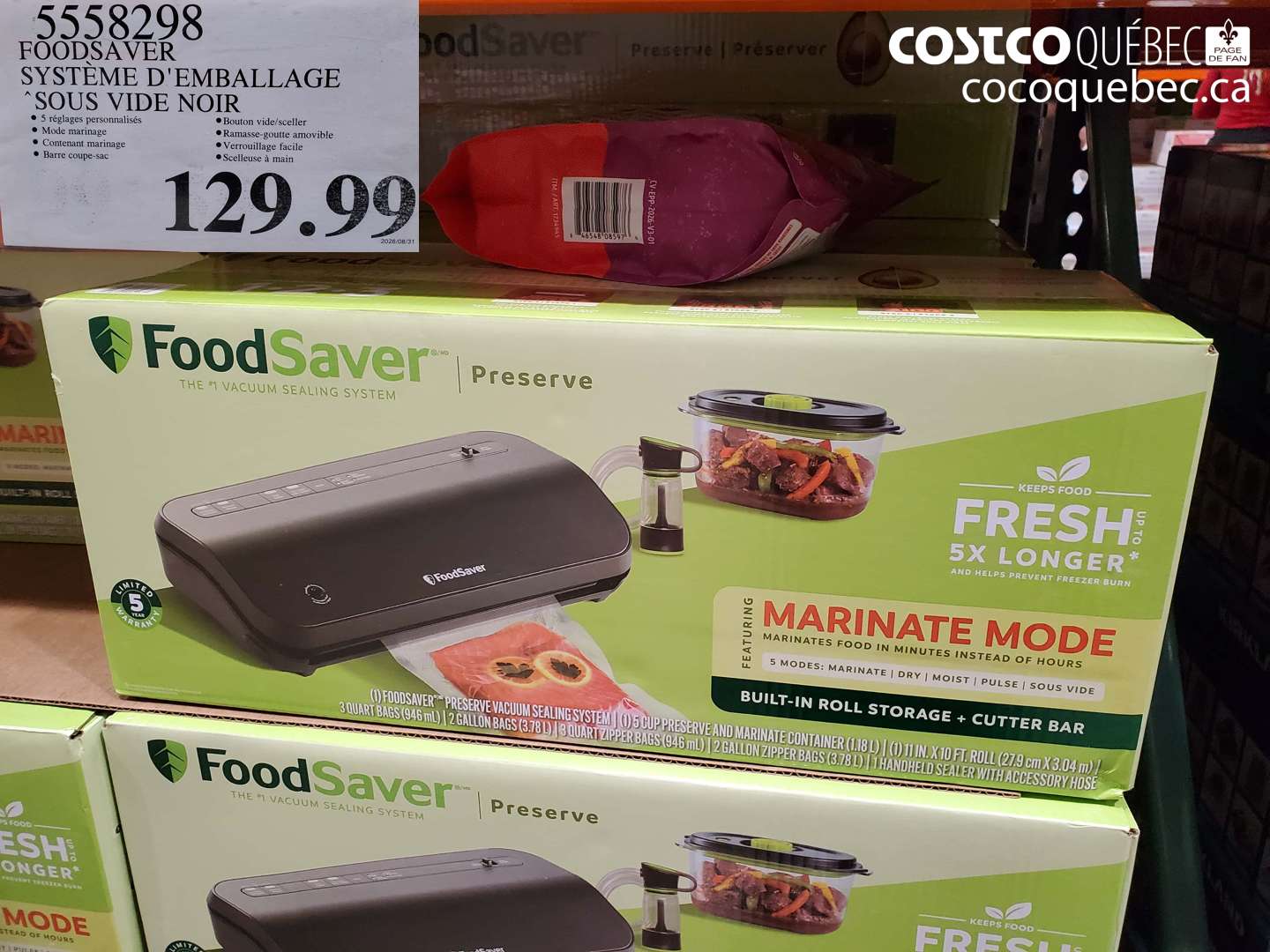 5558298 FOODSAVER SYSTÈME D'EMBALLAGE SOUS VIDE NOIR $129.99