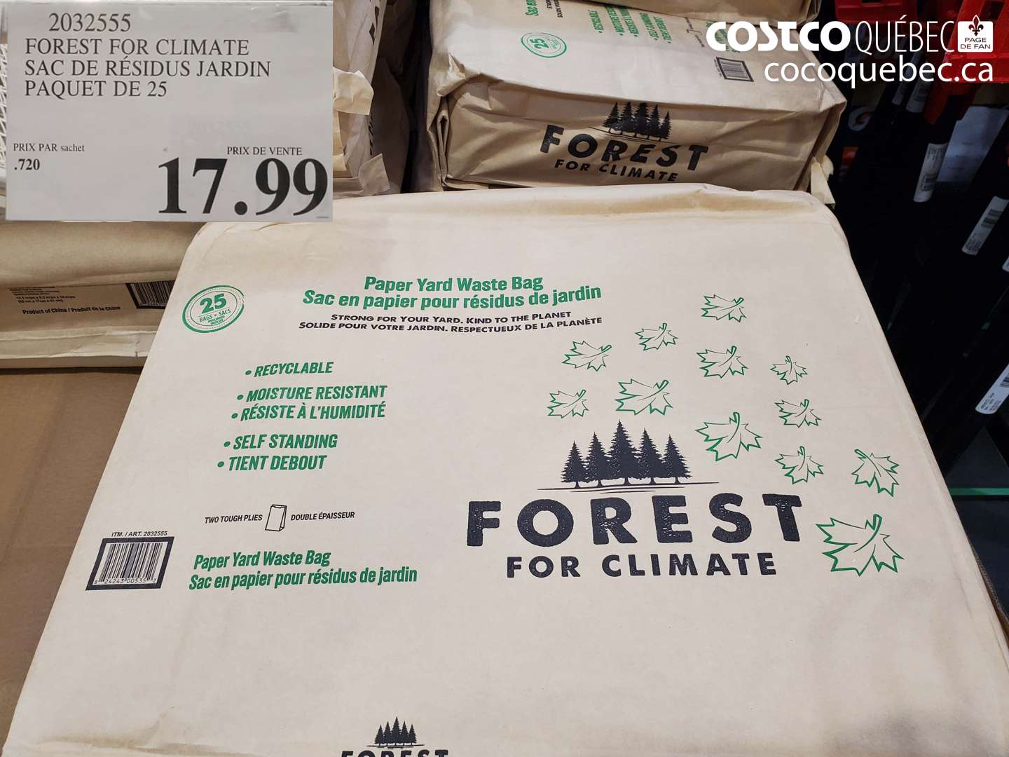 2032555 FOREST FOR CLIMATE SAC DE RÉSIDUS JARDIN PAQUET DE 25 $17.99
