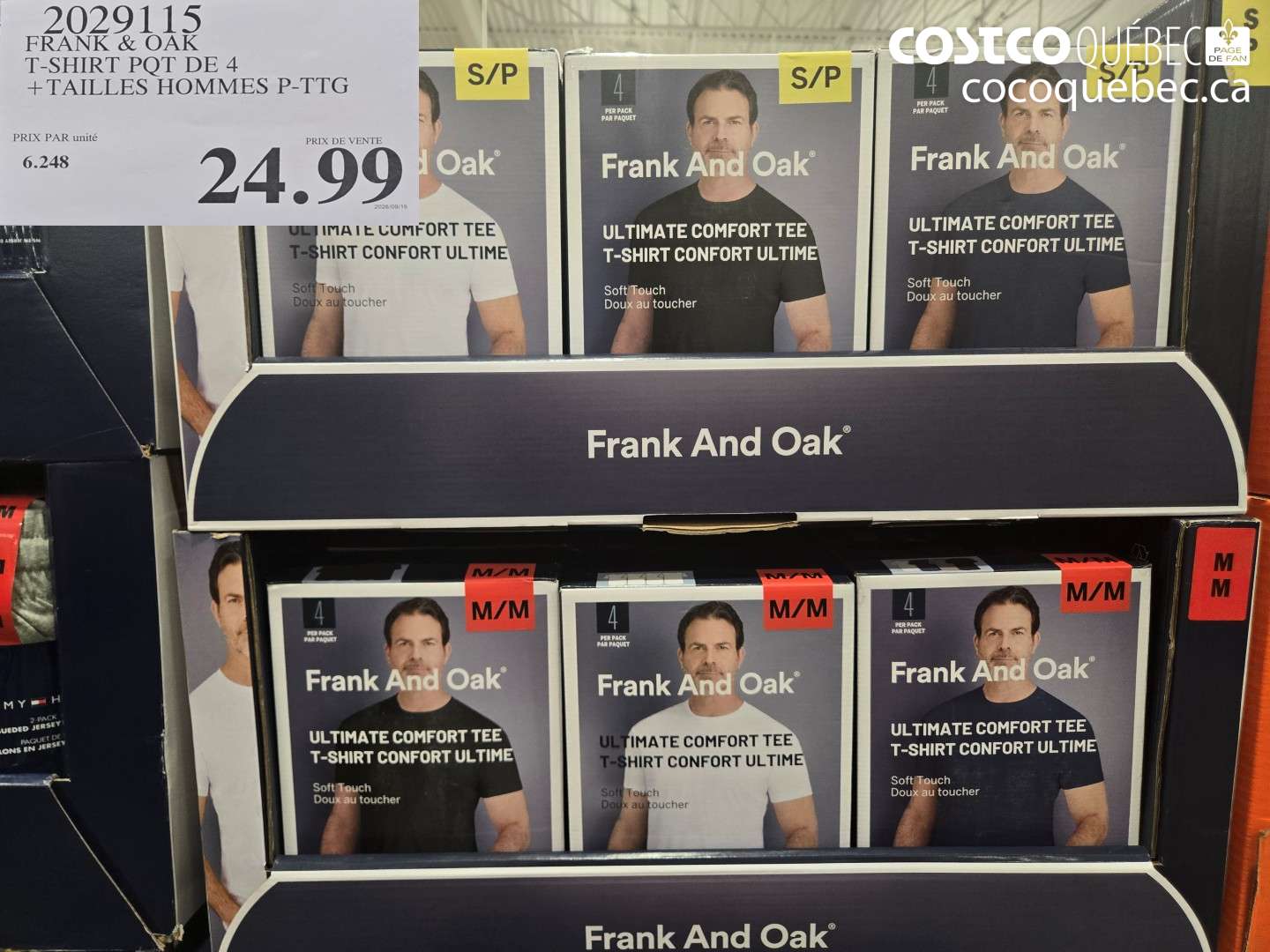 2029115 FRANK & OAK T-SHIRT PQT DE 4 + TAILLES HOMMES P-TTG $24.99