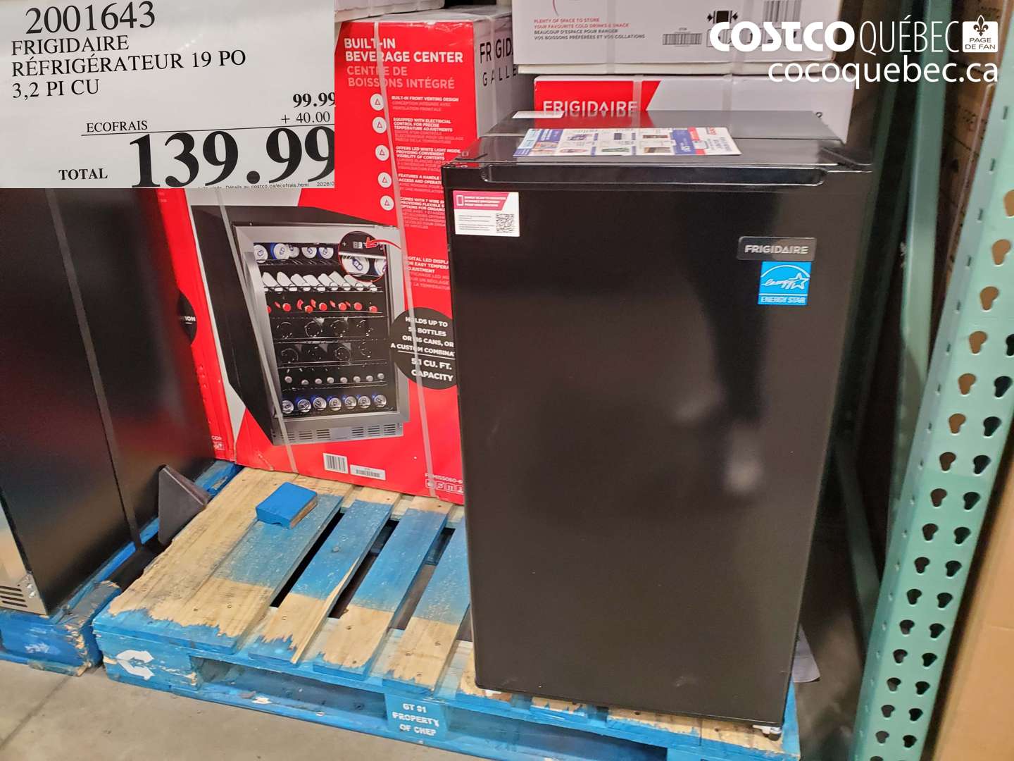 2001643 FRIGIDAIRE RÉFRIGÉRATEUR 19 PO 3.2 PI CU $139.99