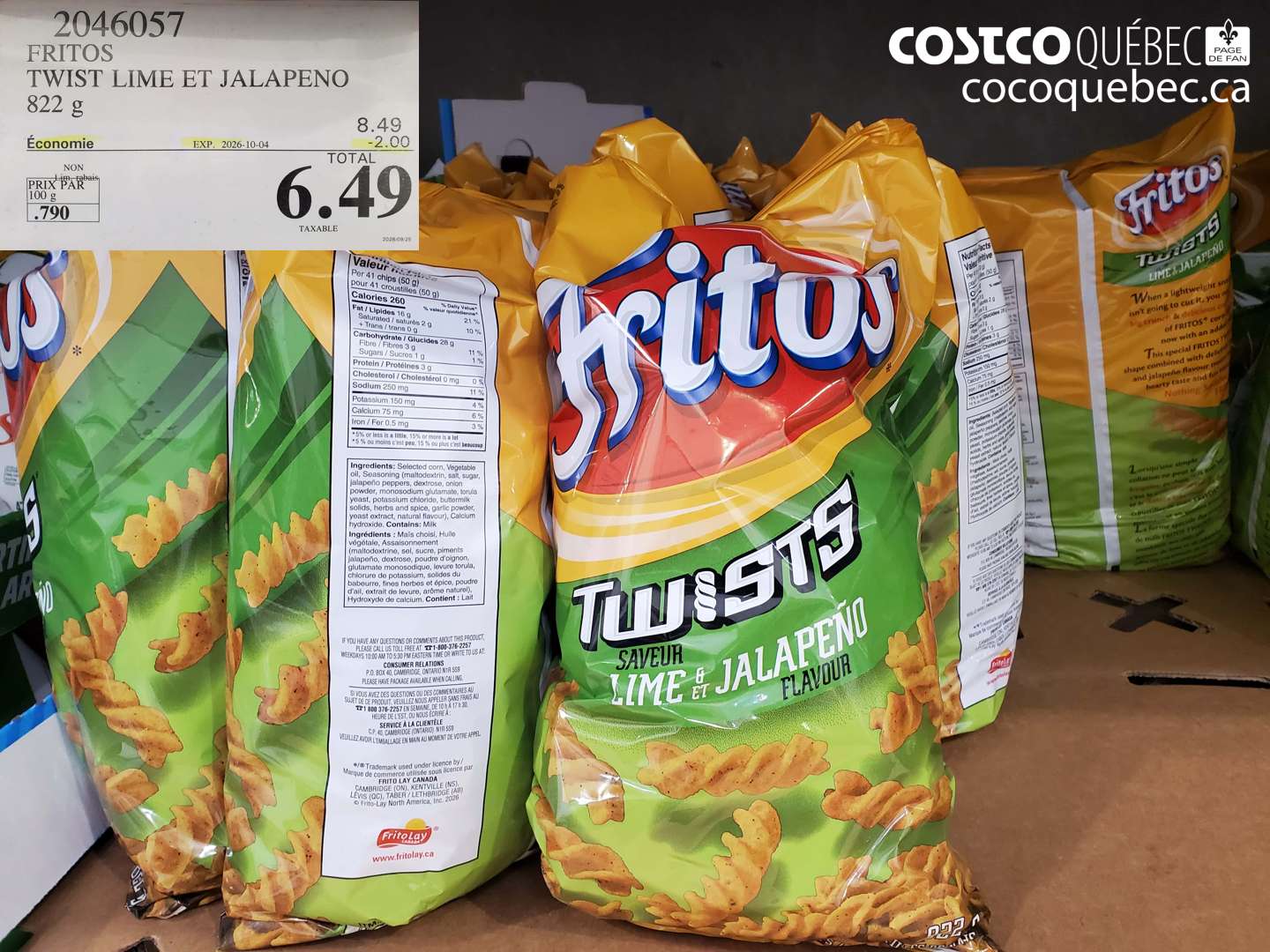 2046057 FRITOS TWIST LIME ET JALAPENO ($2.00 INSTANT SAVINGS EXPIRES ON 2026-10-04) $6.49