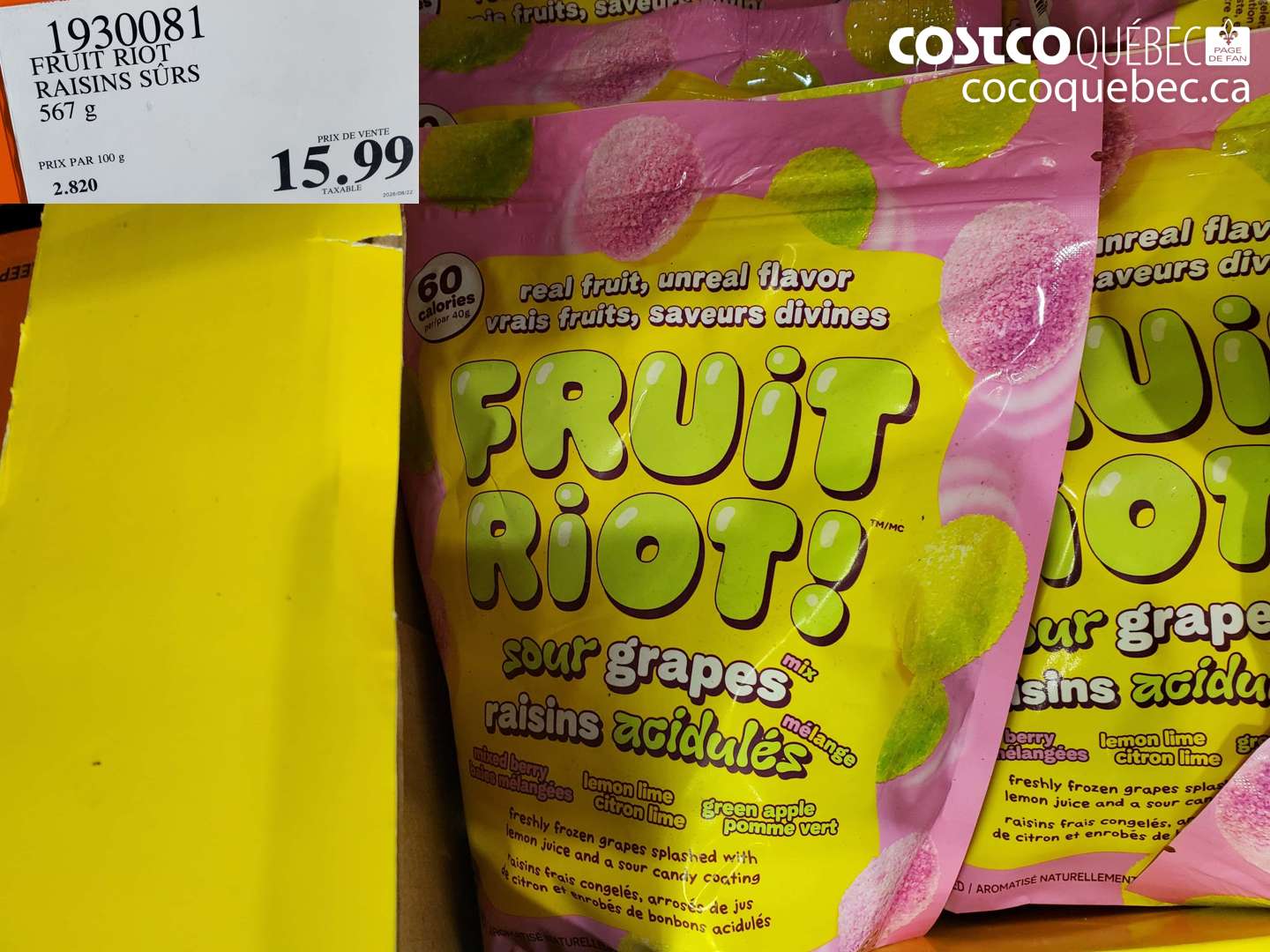 1930081 FRUIT RIOT RAISINS SÛRS $15.99