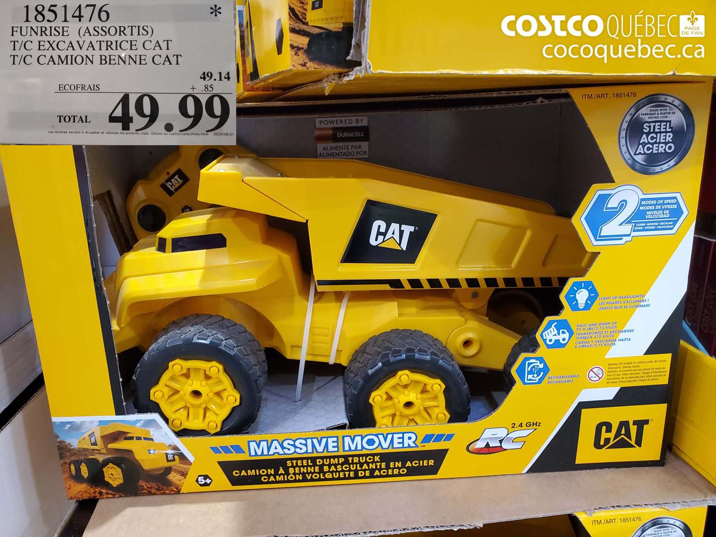 1851476 FUNRISE (ASSORTIS) T/C EXCAVATRICE CAT T/C CAMION BENNE CAT $49.99