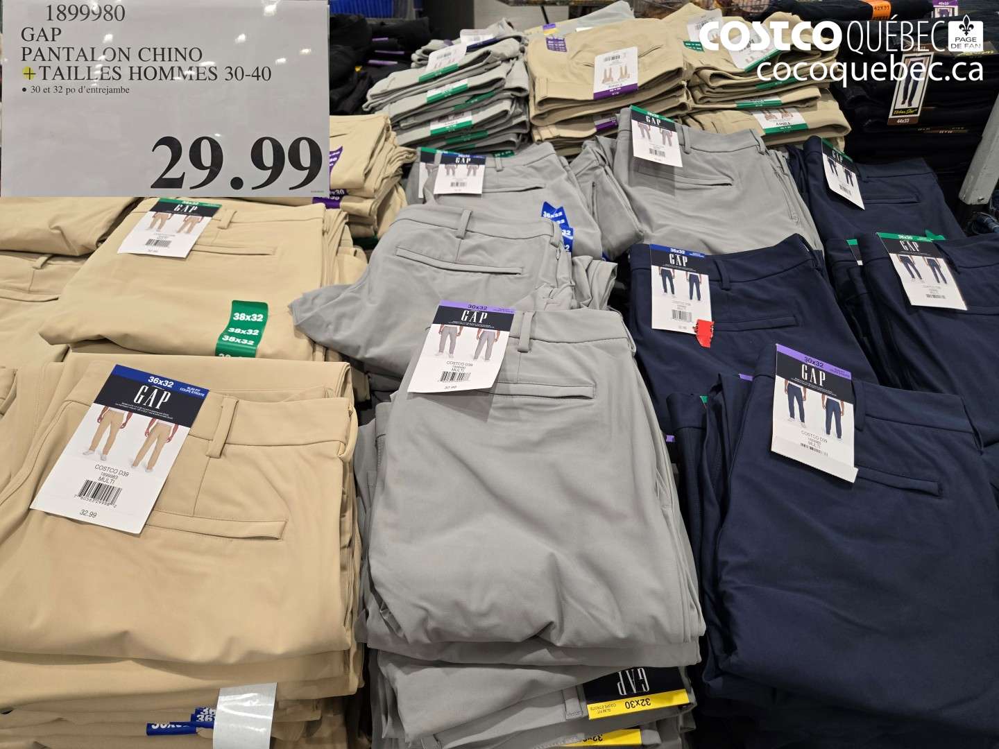 1899980 GAP PANTALON CHINO TAILLEES HOMMES 30-40 $29.99