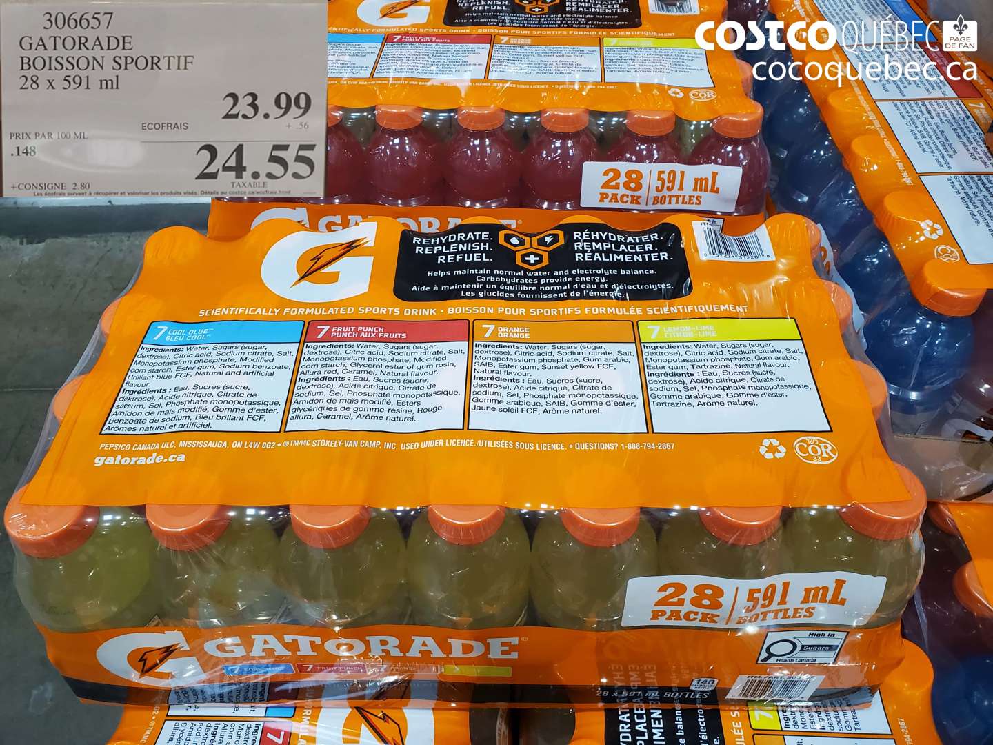 306657 GATORADE BOISSON SPORTIF 28 X 591 ML $23.99
