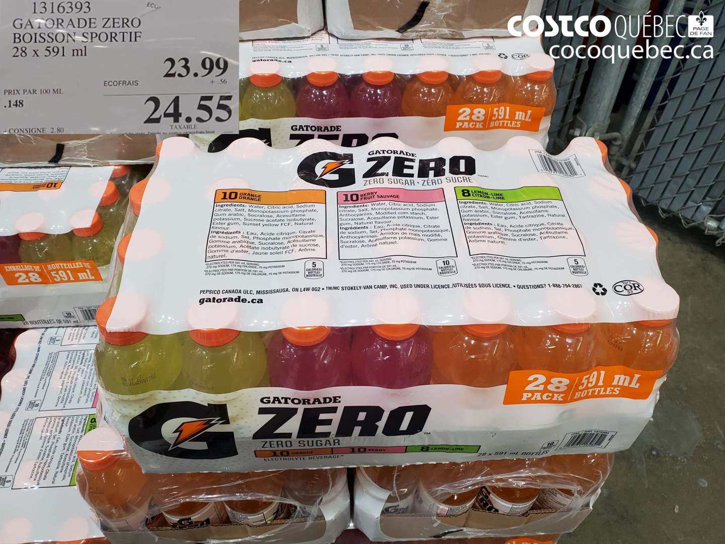 1316393 GATORADE ZERO BOISSON SPORTIF $23.99