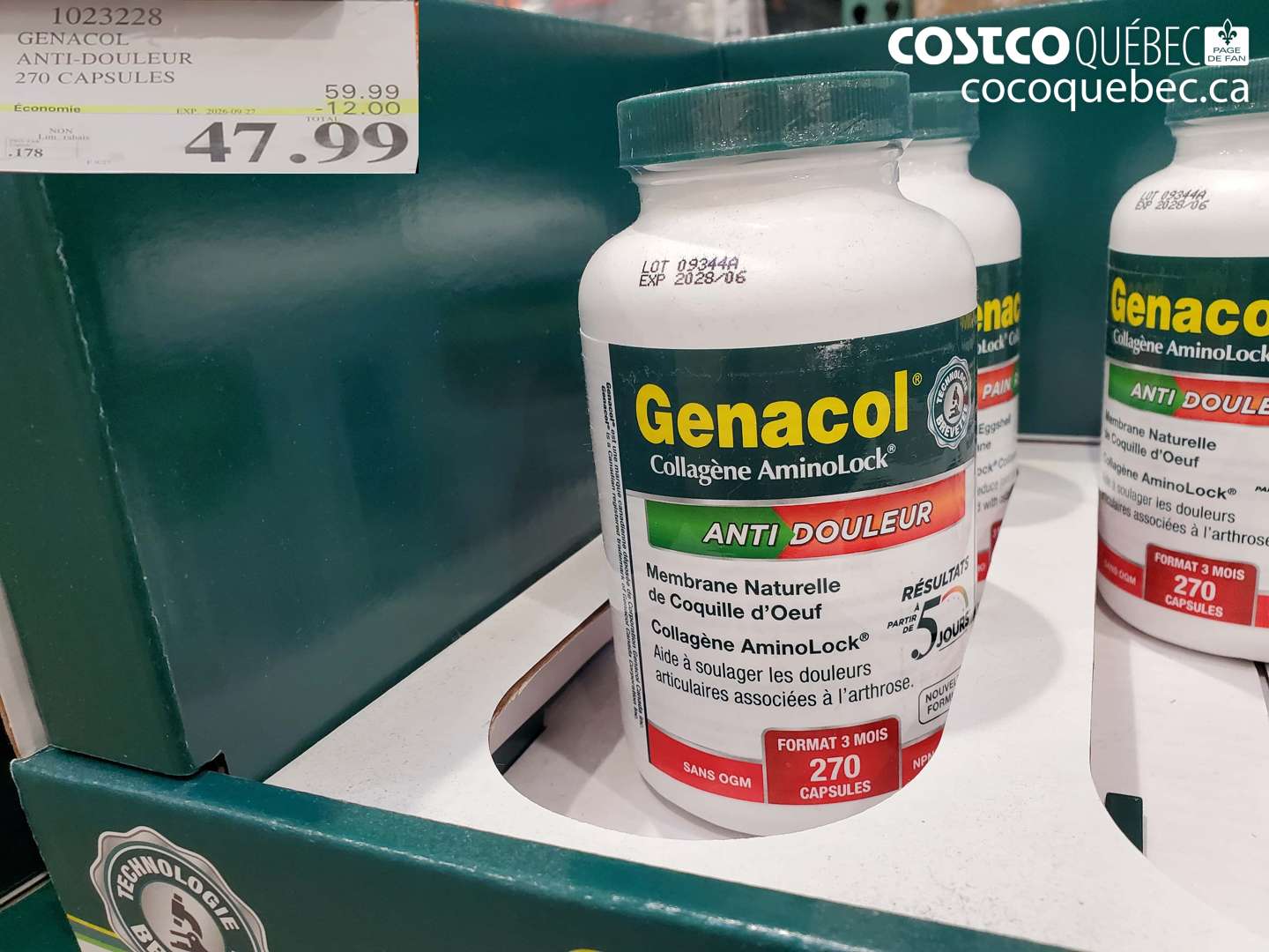 1023228 GENACOL ANTI-DOULEUR 270 CAPSULES ($12.00 INSTANT SAVINGS EXPIRES ON 2026-09-27) $47.99