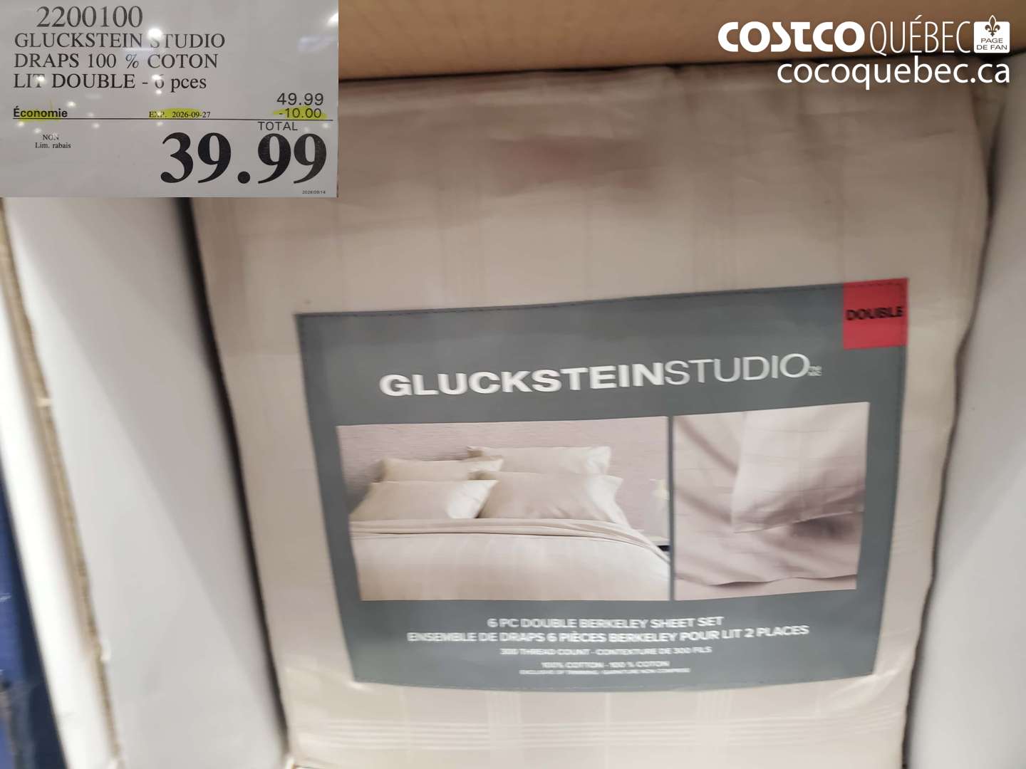 2200100 GLUCKSTEIN STUDIO DRAPS 100 % COTON LIT DOUBLE - 6 PCES ($10.00 INSTANT SAVINGS EXPIRES ON 2026-09-27) $39.99