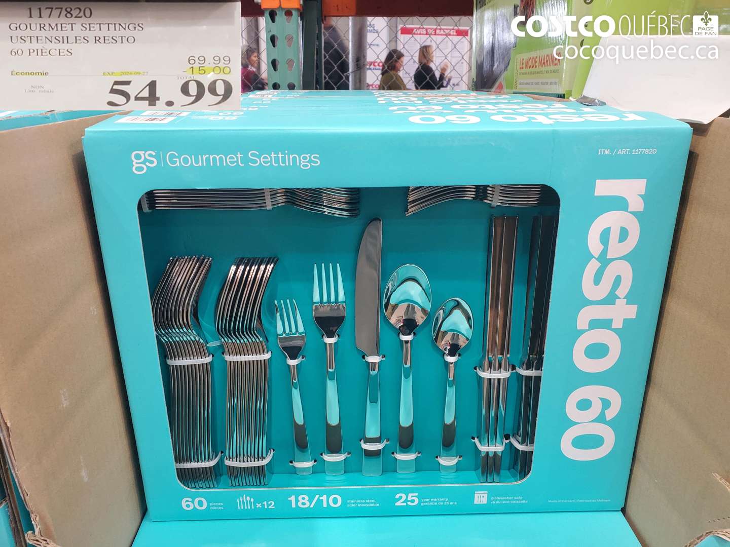 1177820 GOURMET SETTINGS USTENSILES RESTO 60 PIÈCES ($15.00 INSTANT SAVINGS EXPIRES ON 2025-09-27) $54.99