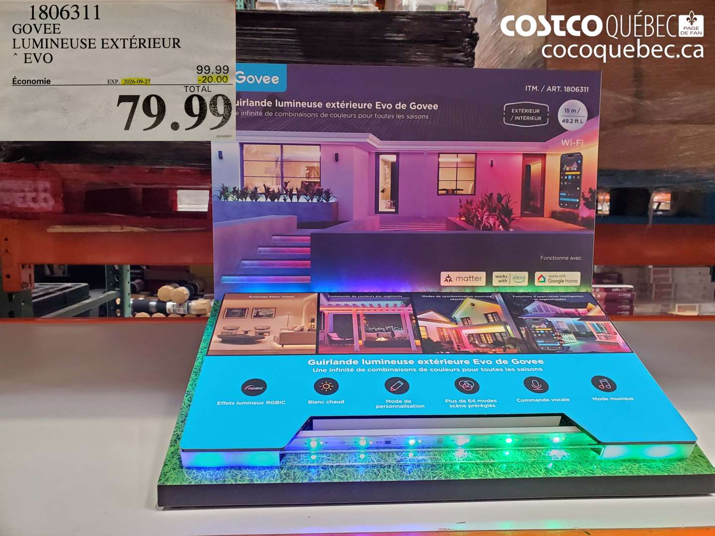 1806311 GOVEE LUMINEUSE EXTÉRIEUR EVO ($20.00 INSTANT SAVINGS EXPIRES ON 2026-09-27) $79.99