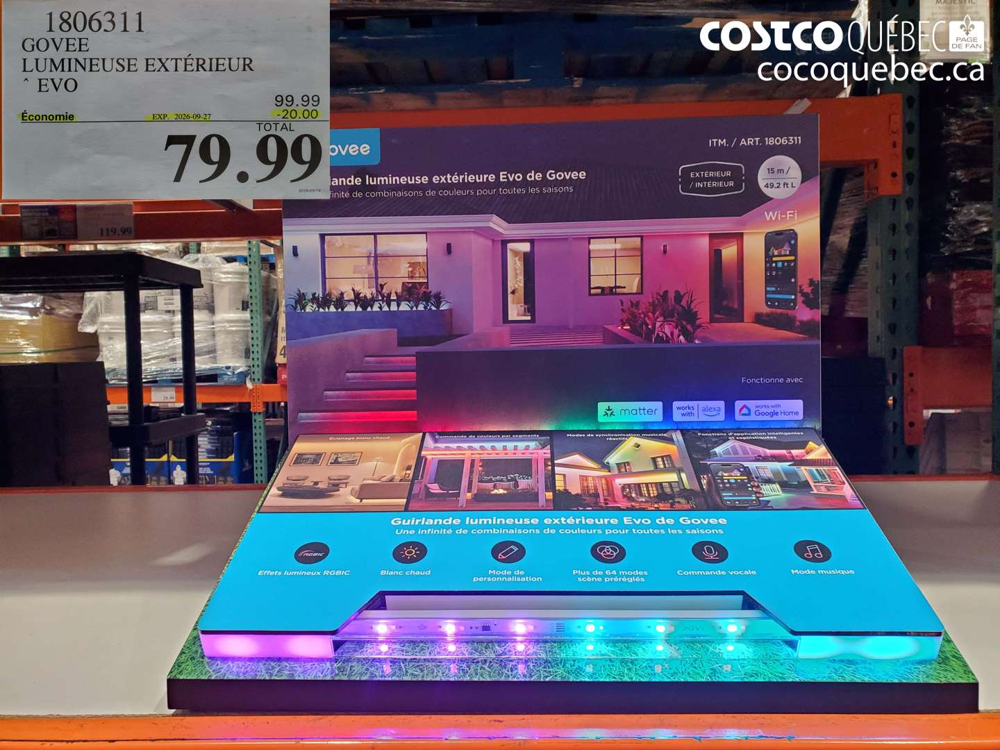 1806311 GOVEE LUMINEUSE EXTÉRIEUR EVO ($20.00 INSTANT SAVINGS EXPIRES ON 2026-09-27) $79.99