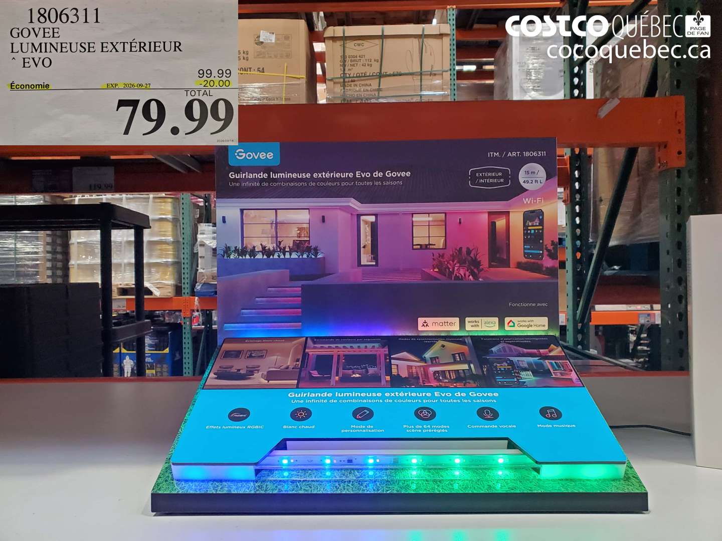 1806311 GOVEE LUMINEUSE EXTÉRIEUR EVO ($20.00 INSTANT SAVINGS EXPIRES ON 2026-09-27) $79.99