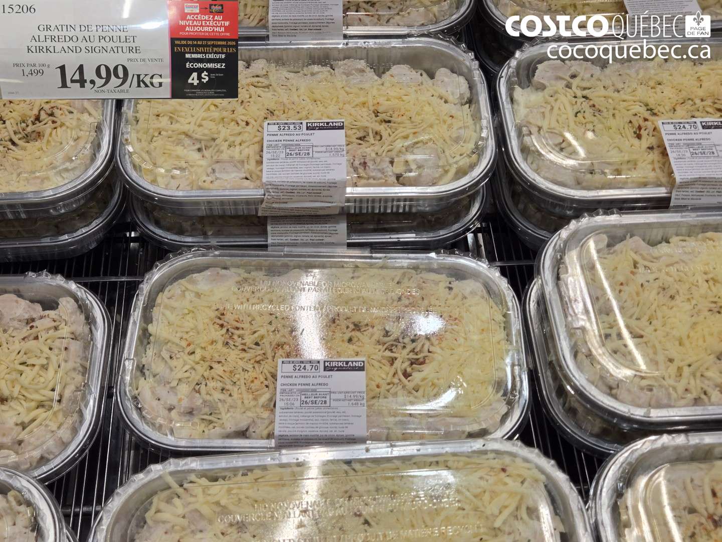 15206 GRATIN DE PENNE ALFREDO AU POULET KIRKLAND SIGNATURE ($4.00 INSTANT SAVINGS EXPIRES ON 2026-09-27) $14.99