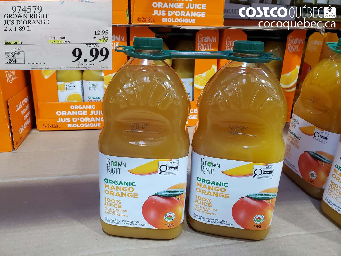 974579 GROWN RIGHT JUS D'ORANGE ($3.00 INSTANT SAVINGS EXPIRES ON 2026-09-24) $9.99