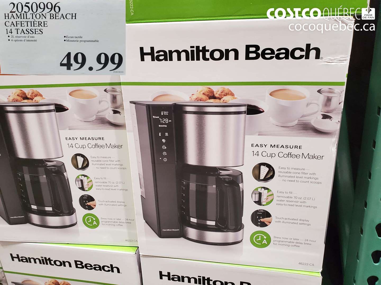 2050996 HAMILTON BEACH CAFETIÈRE 14 TASSES $49.99