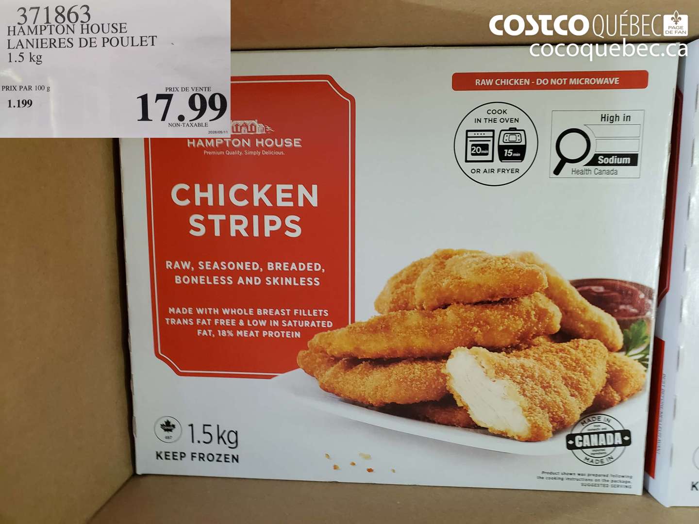 371863 HAMPTON HOUSE LANIERES DE POULET $17.99