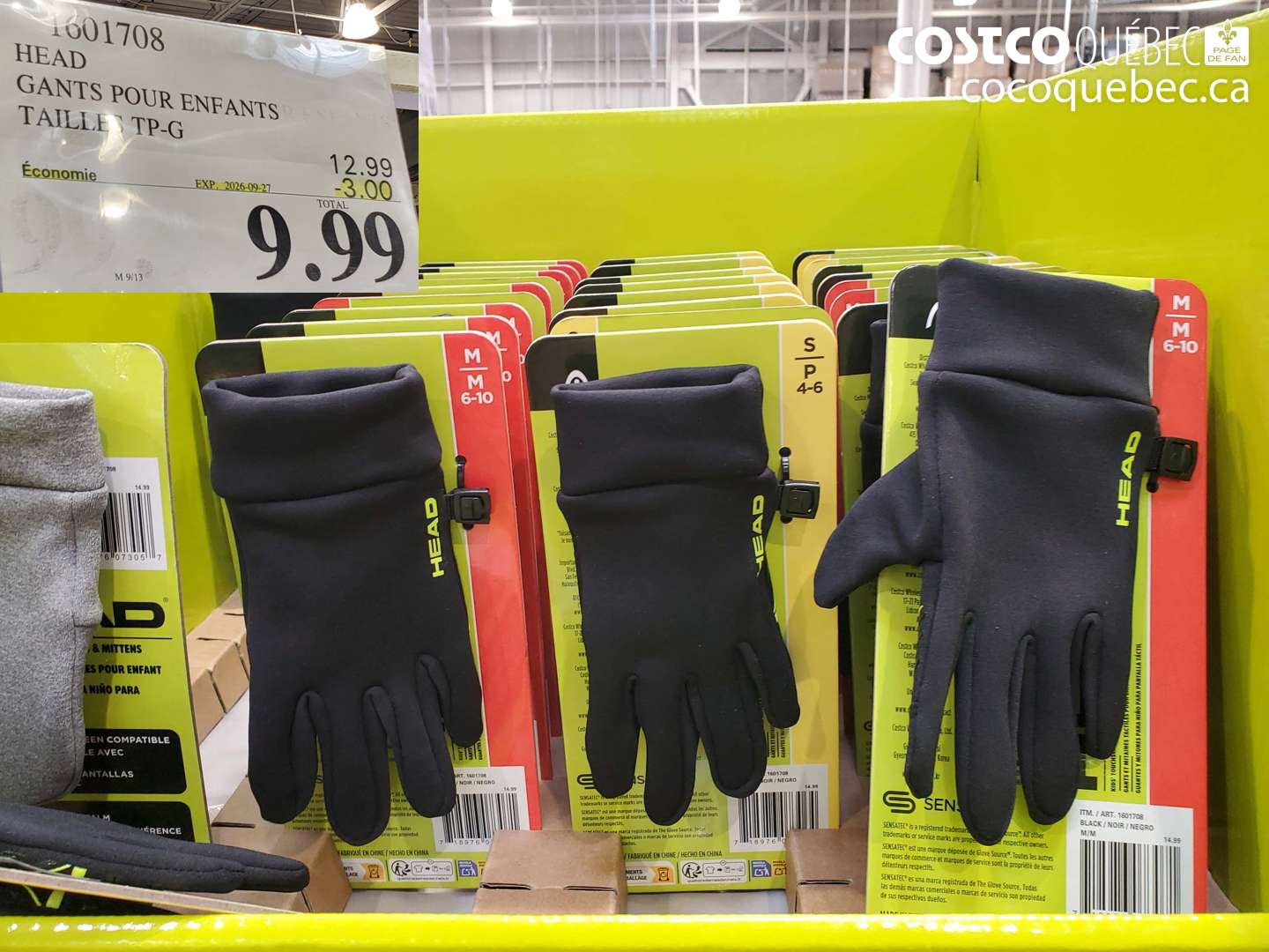 1601708 HEAD GANTS POUR ENFANTS TAILLES TP-G ($3.00 INSTANT SAVINGS EXPIRES ON 2026-09-27) $9.99
