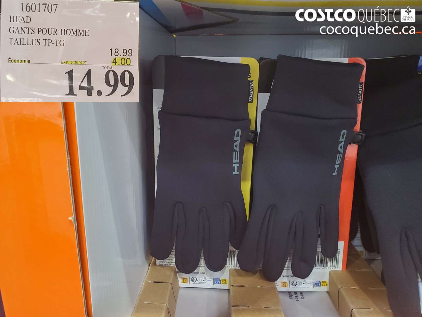 1601707 HEAD GANTS POUR HOMME TAILLES TP-TG ($4.00 INSTANT SAVINGS EXPIRES ON 2026-09-27) $14.99