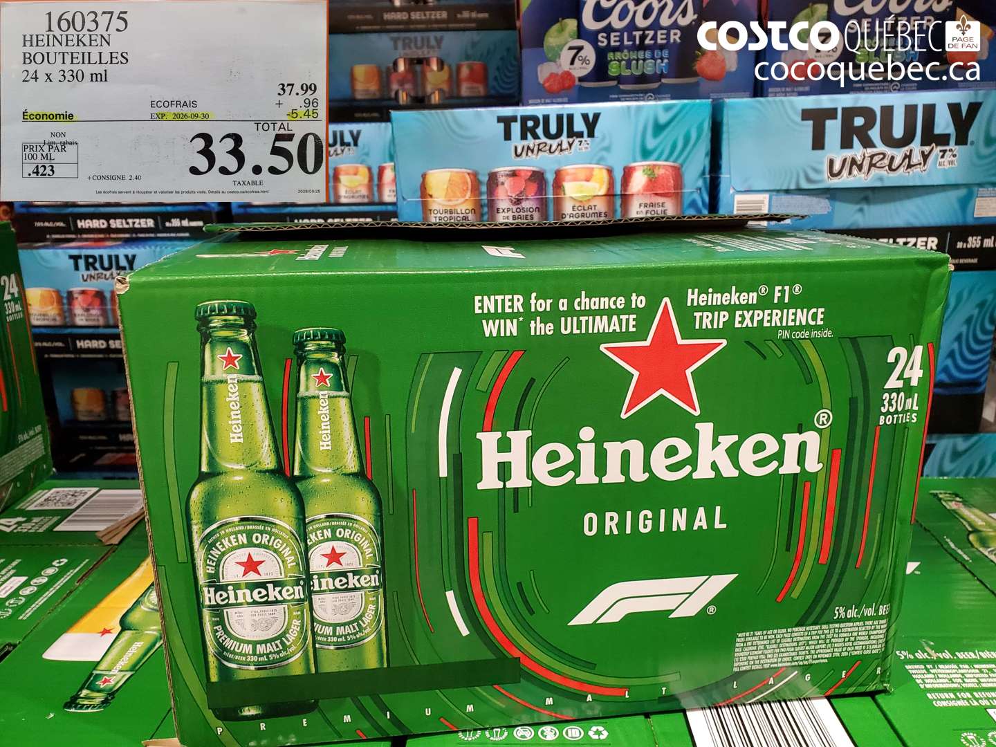 160375 HEINEKEN BOUTEILLES ($5.45 INSTANT SAVINGS EXPIRES ON 2026-09-30) $33.50